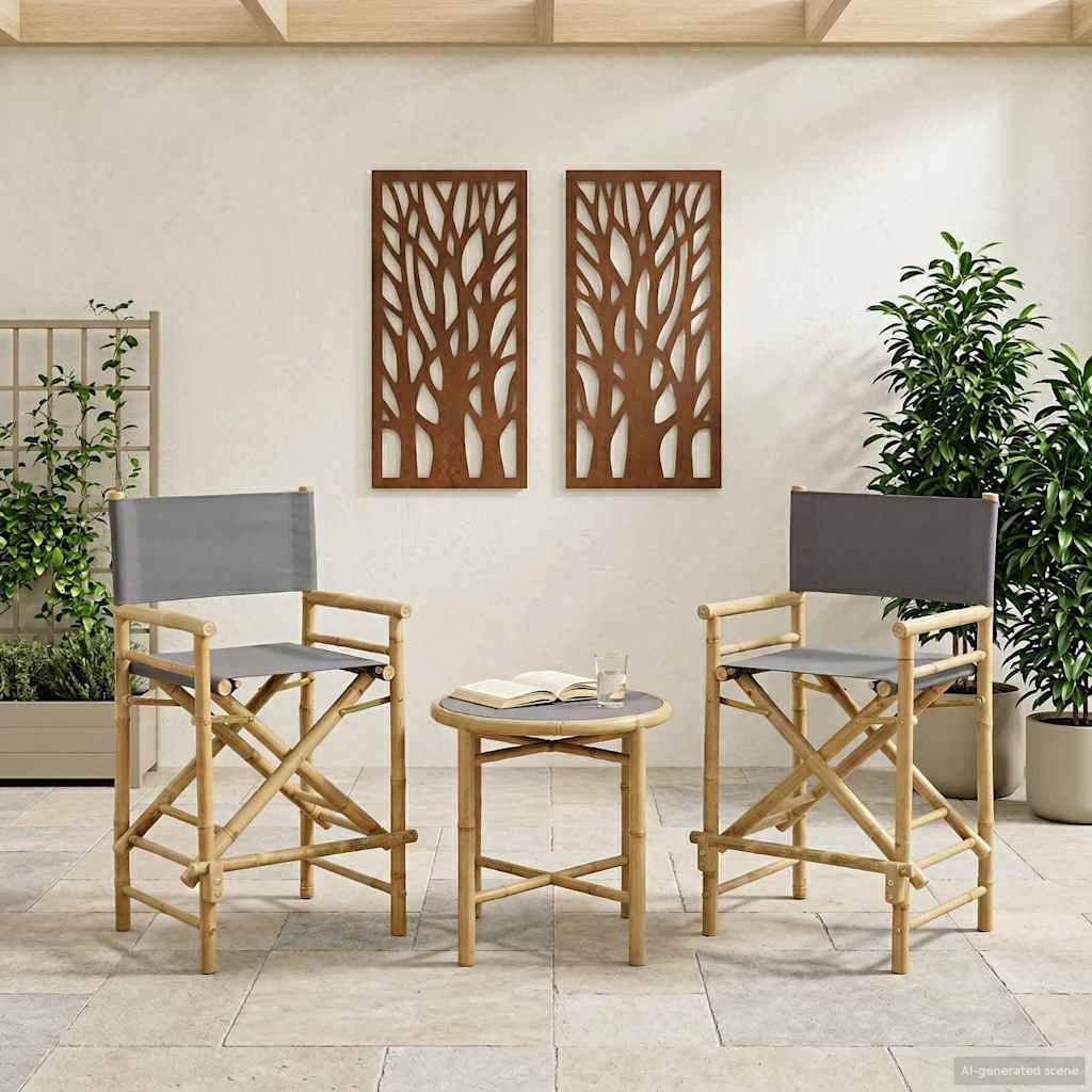 vidaXL Klappstuhl für Regisseure 2 pcs Natur 58 x 48 x 115 cm Bambus