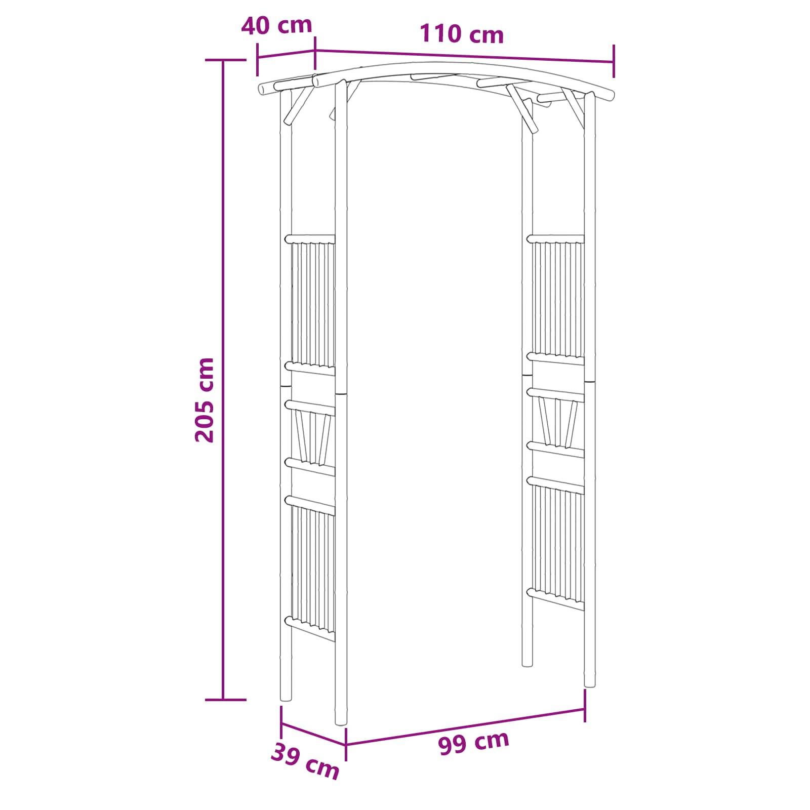vidaXL Gartenbogen Natur 110 x 40 x 205 cm Bambus