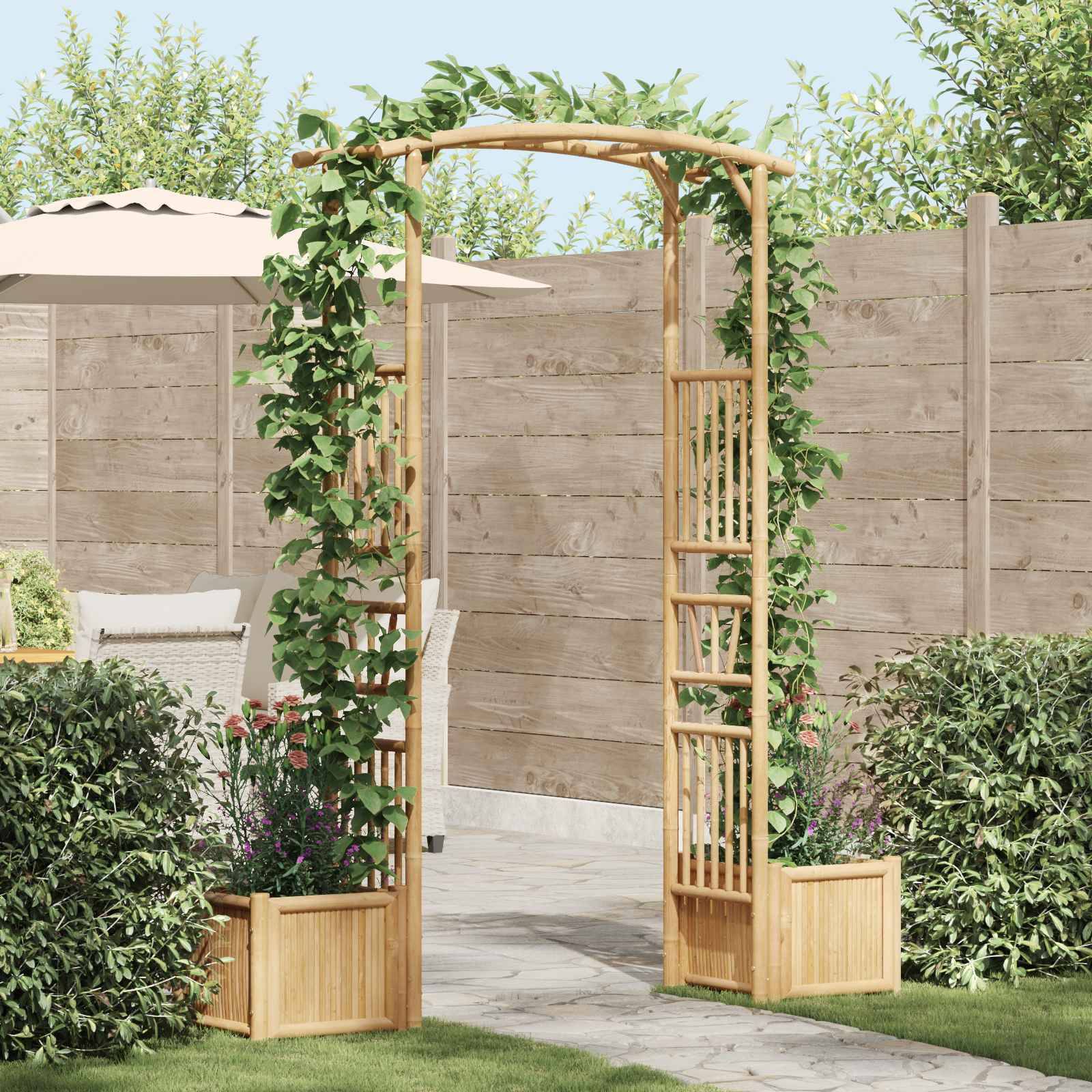 vidaXL Gartenbogen Natur 177 x 40 x 205 cm Bambus