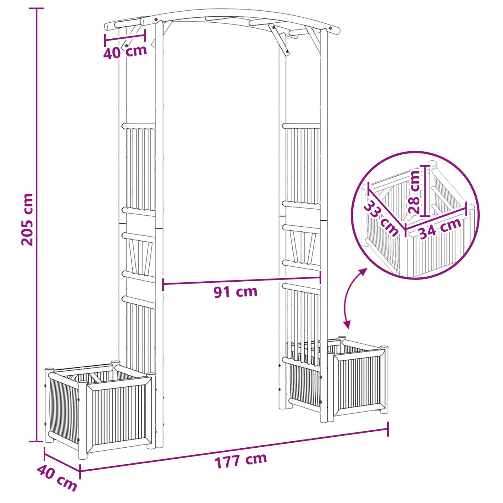 vidaXL Gartenbogen Natur 177 x 40 x 205 cm Bambus