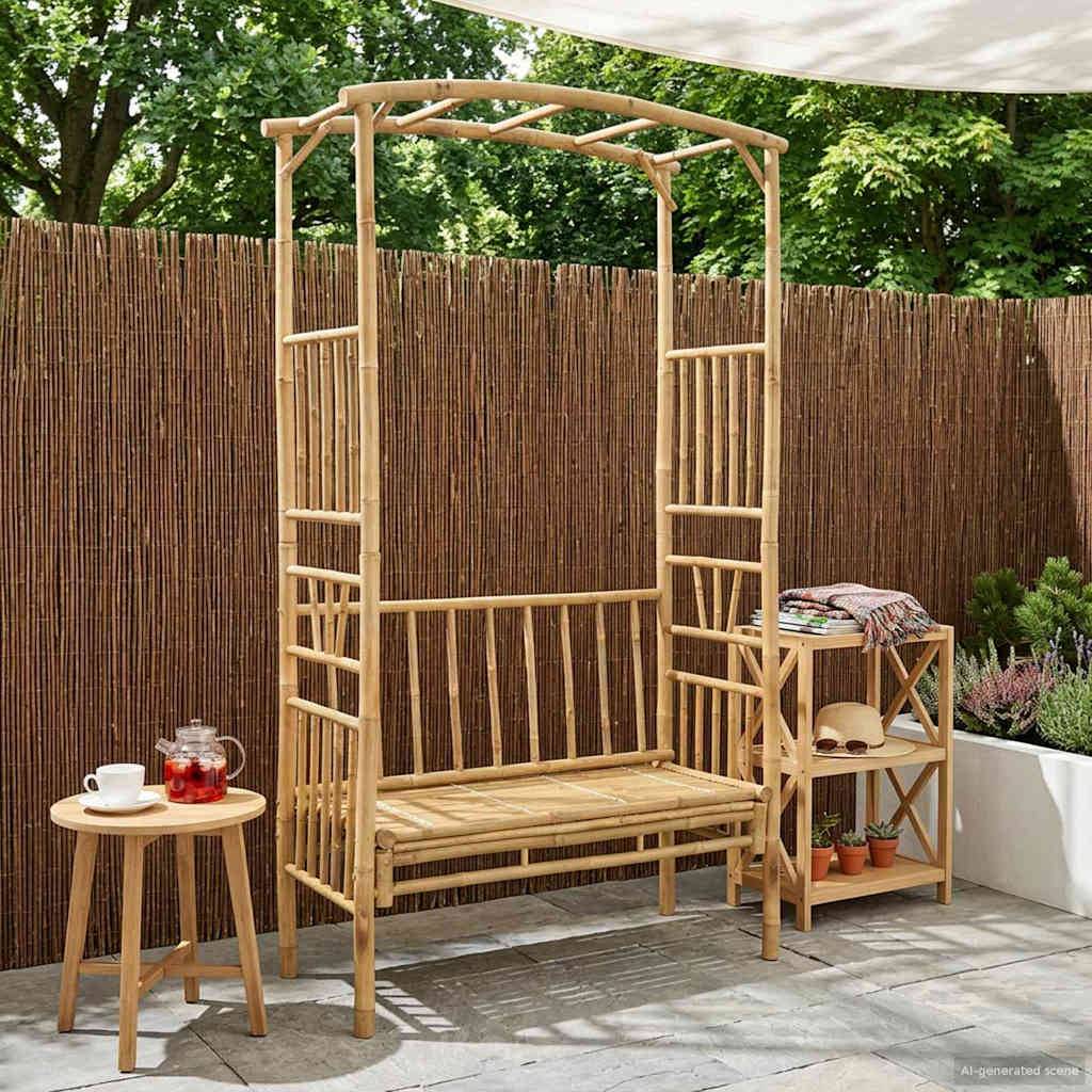 vidaXL Gartenbogen mit Bank Natur 115 x 50 x 205 cm Bambus
