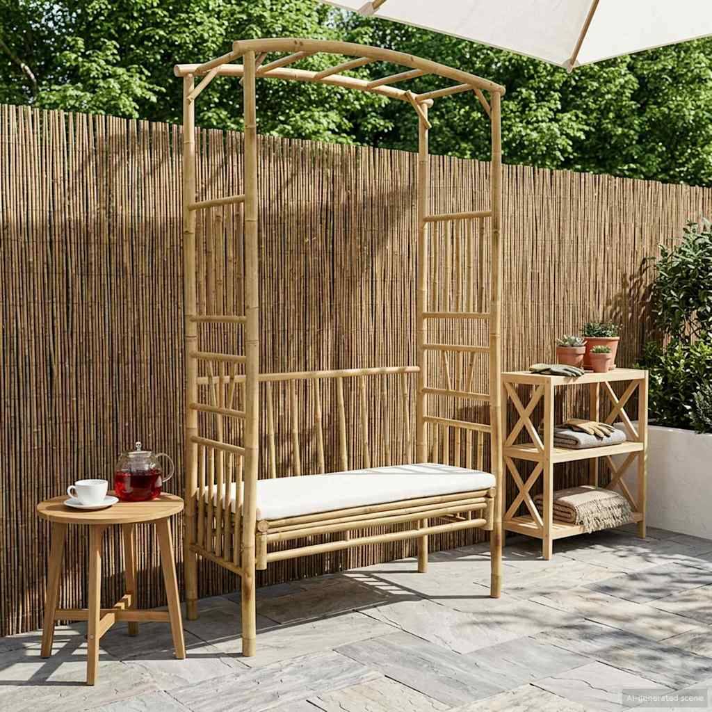 vidaXL Gartenbogen mit Bank Natur 115 x 50 x 205 cm Bambus