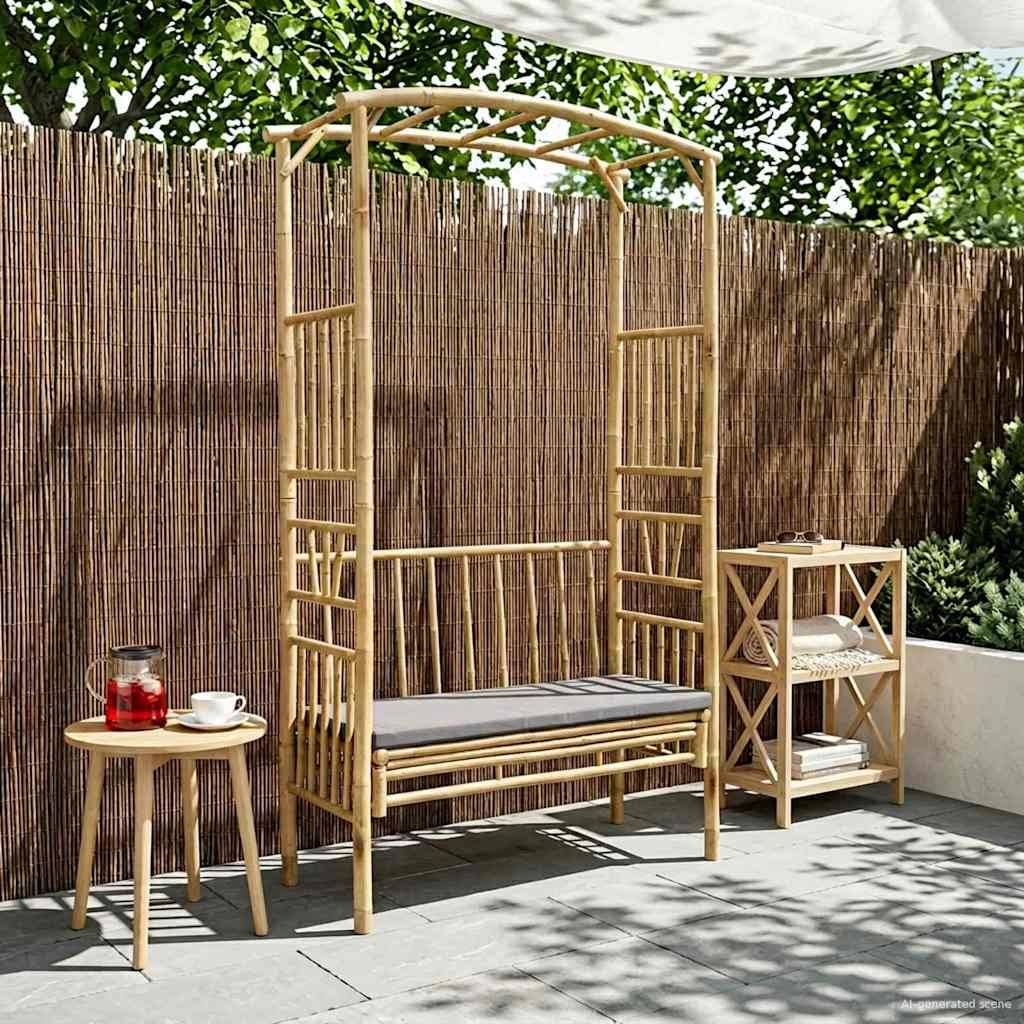 vidaXL Gartenbogen mit Bank Natur 115 x 50 x 205 cm Bambus
