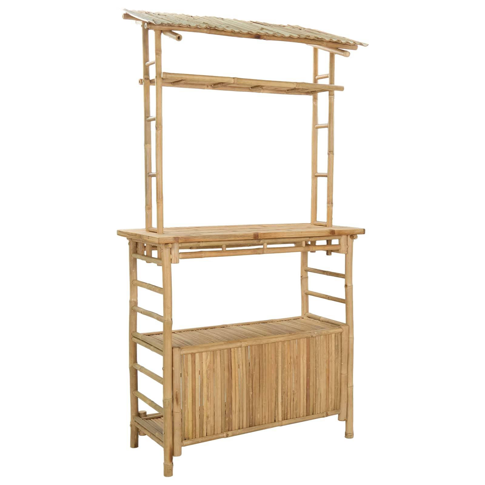 vidaXL Outdoor Bartisch mit Speicher Natur 110 x 50 x 210 cm Bambus