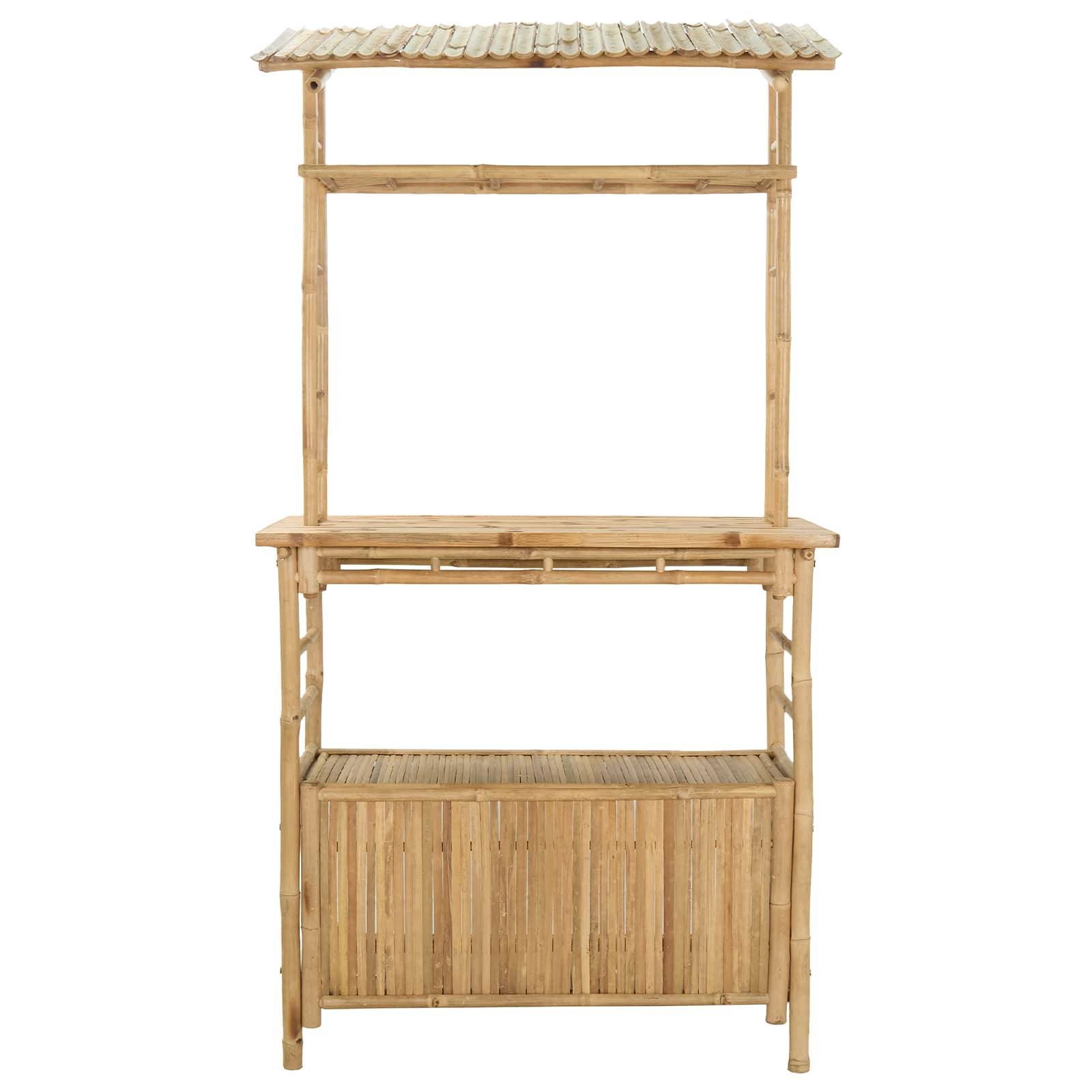 vidaXL Outdoor Bartisch mit Speicher Natur 110 x 50 x 210 cm Bambus
