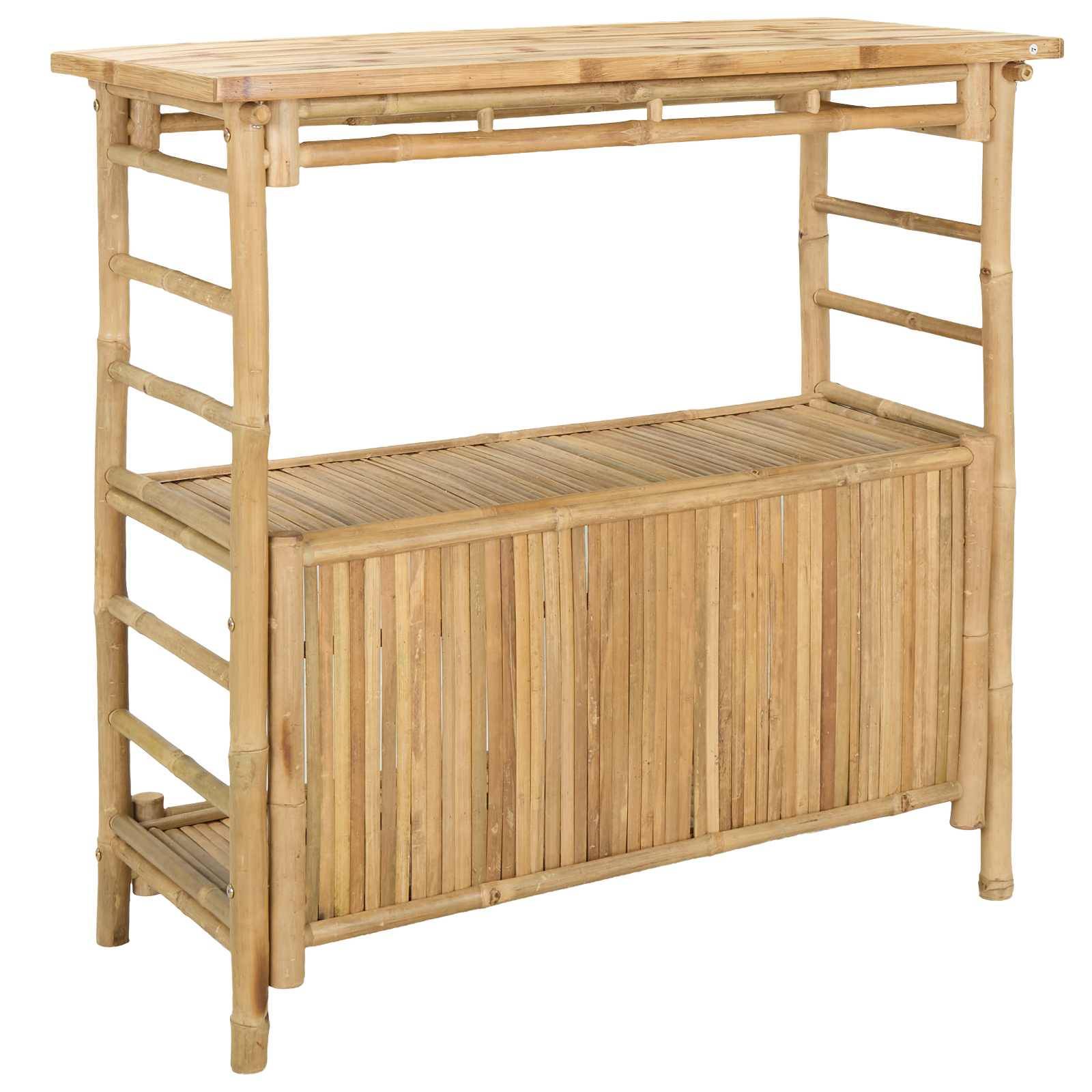 vidaXL Outdoor Bartisch mit Speicher Natur 110 x 50 x 105 cm Bambus