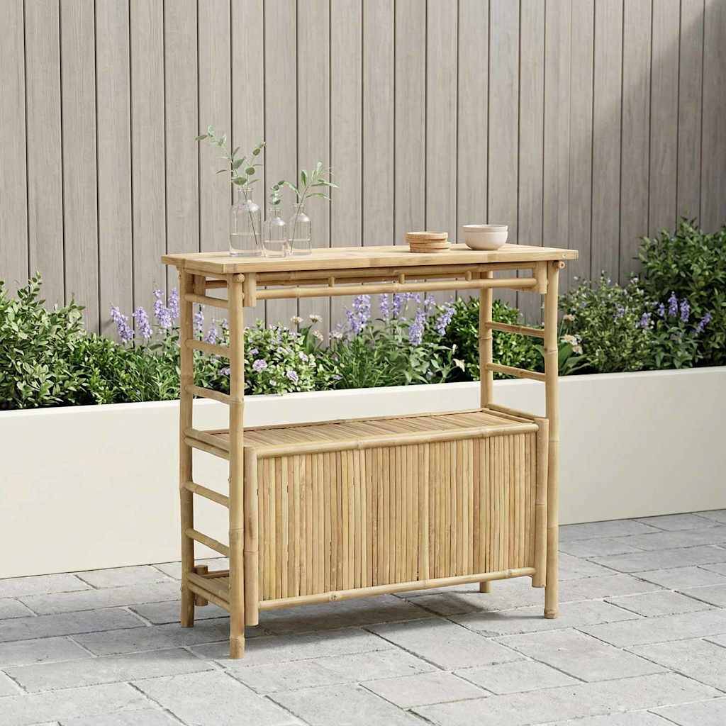 vidaXL Outdoor Bartisch mit Speicher Natur 110 x 50 x 105 cm Bambus