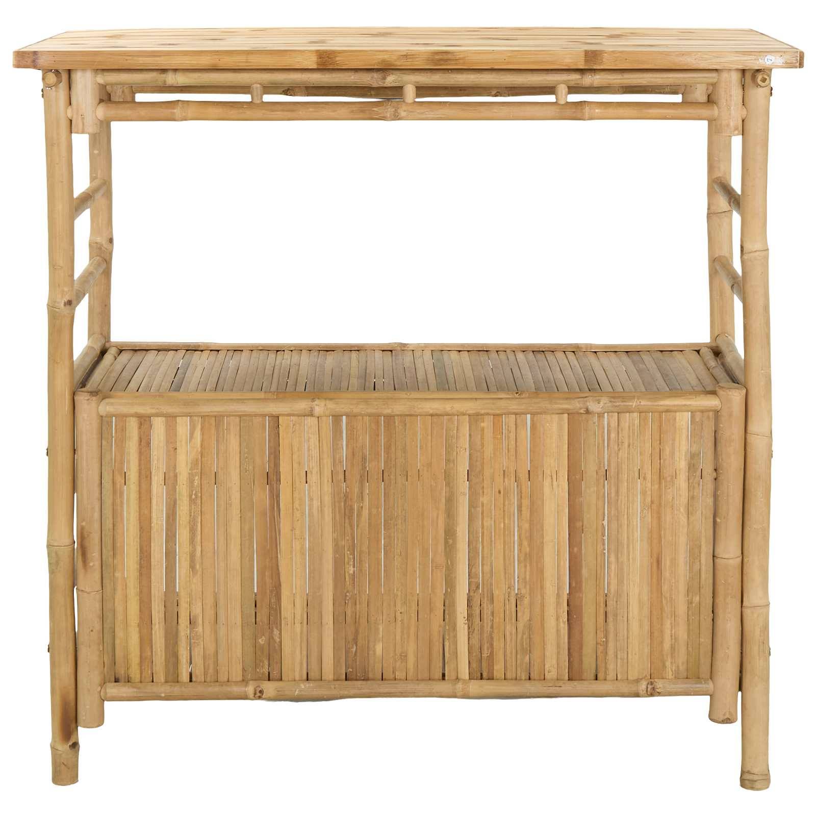 vidaXL Outdoor Bartisch mit Speicher Natur 110 x 50 x 105 cm Bambus