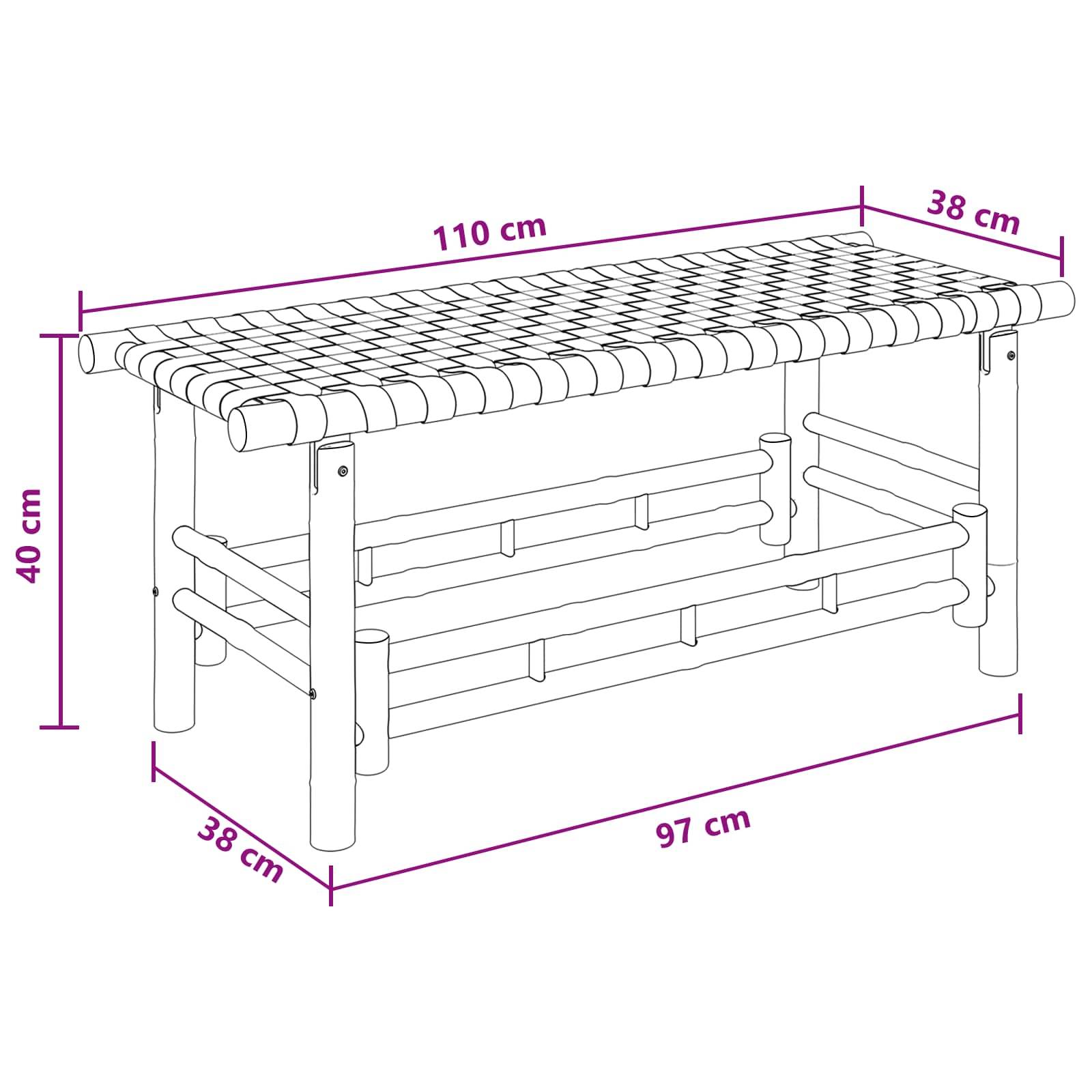 vidaXL Gartenbank Natur 110 x 38 x 40 cm Bambus