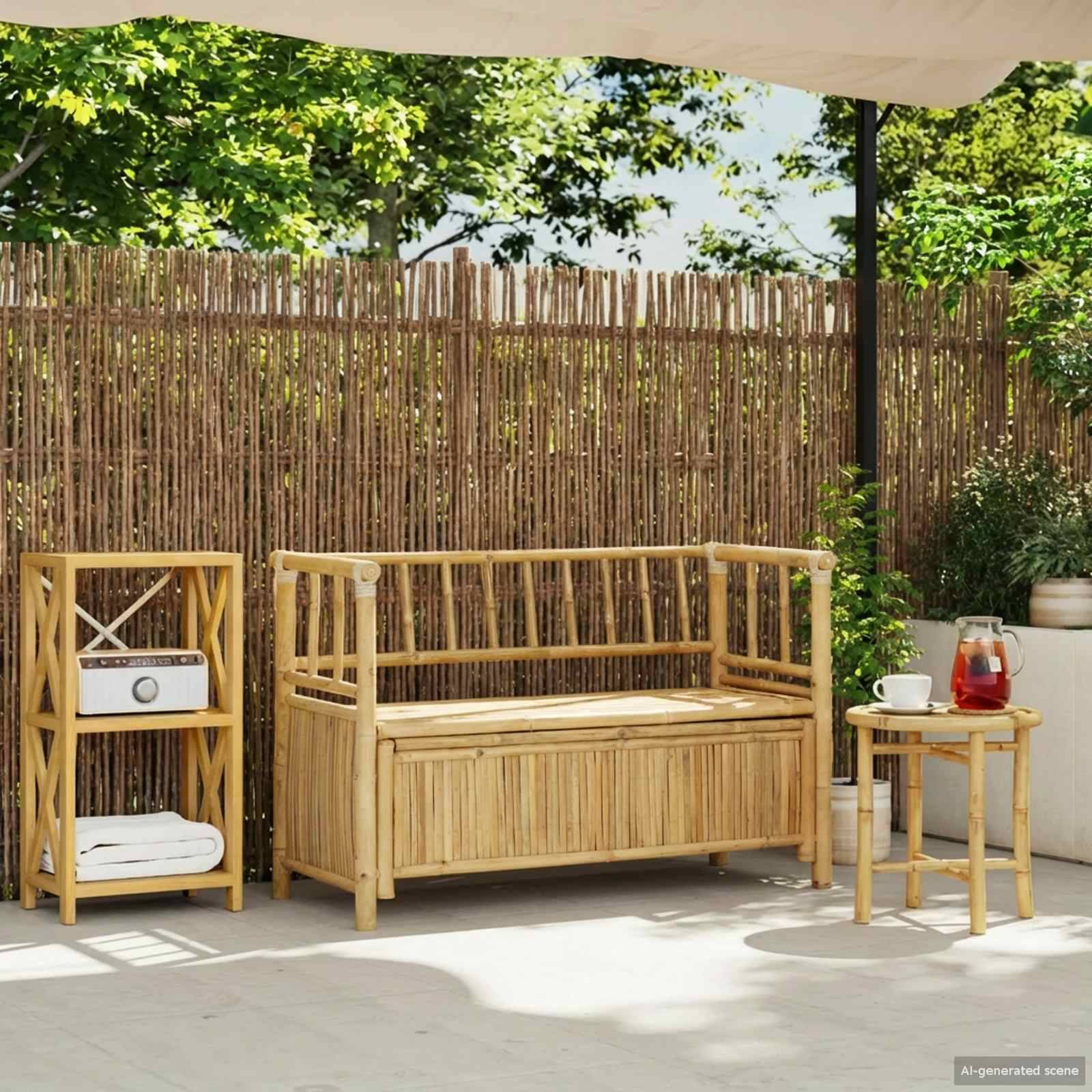 vidaXL Garten-Aufbewahrungsbank Natur 110 x 47 x 80 cm Bambus