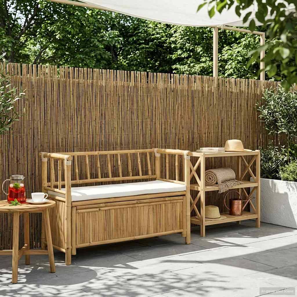 vidaXL Garten-Aufbewahrungsbank Natur 110 x 47 x 80 cm Bambus