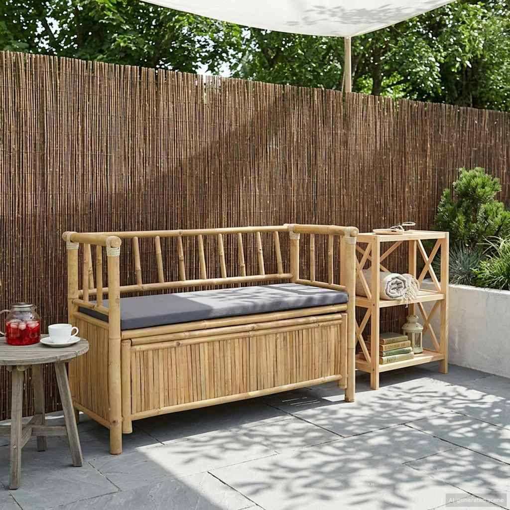 vidaXL Garten-Aufbewahrungsbank Natur 110 x 47 x 80 cm Bambus