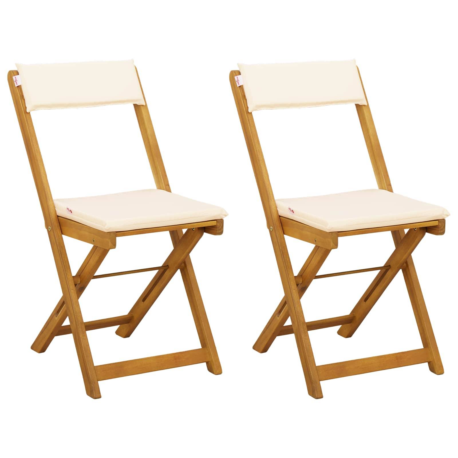 vidaXL Außen Bistro-Stühle 2 pcs Cremeweiß 40 x 53 x 80 cm