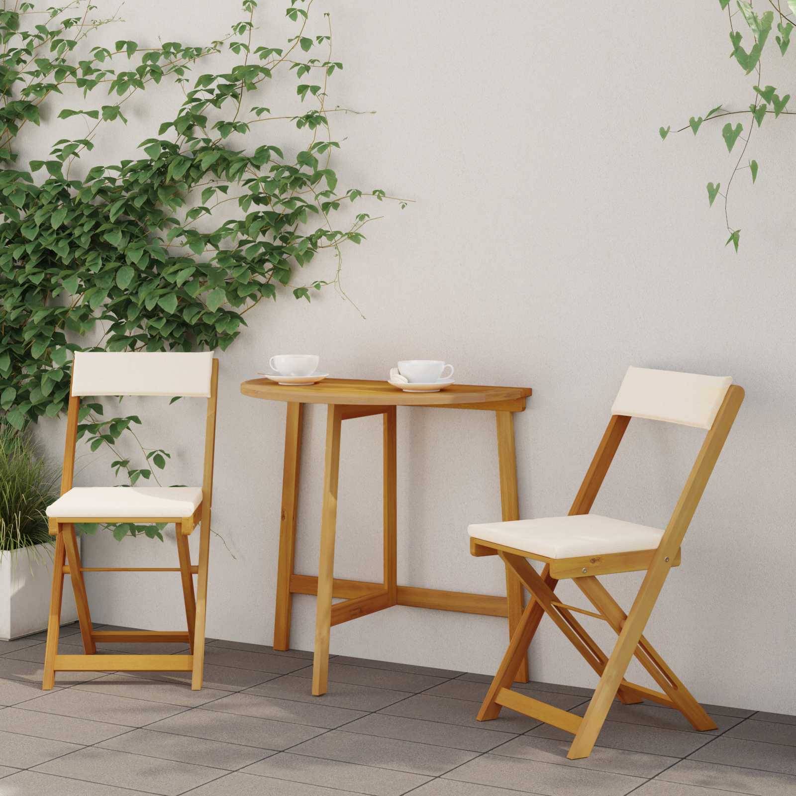 vidaXL Außen Bistro-Stühle 2 pcs Cremeweiß 40 x 53 x 80 cm