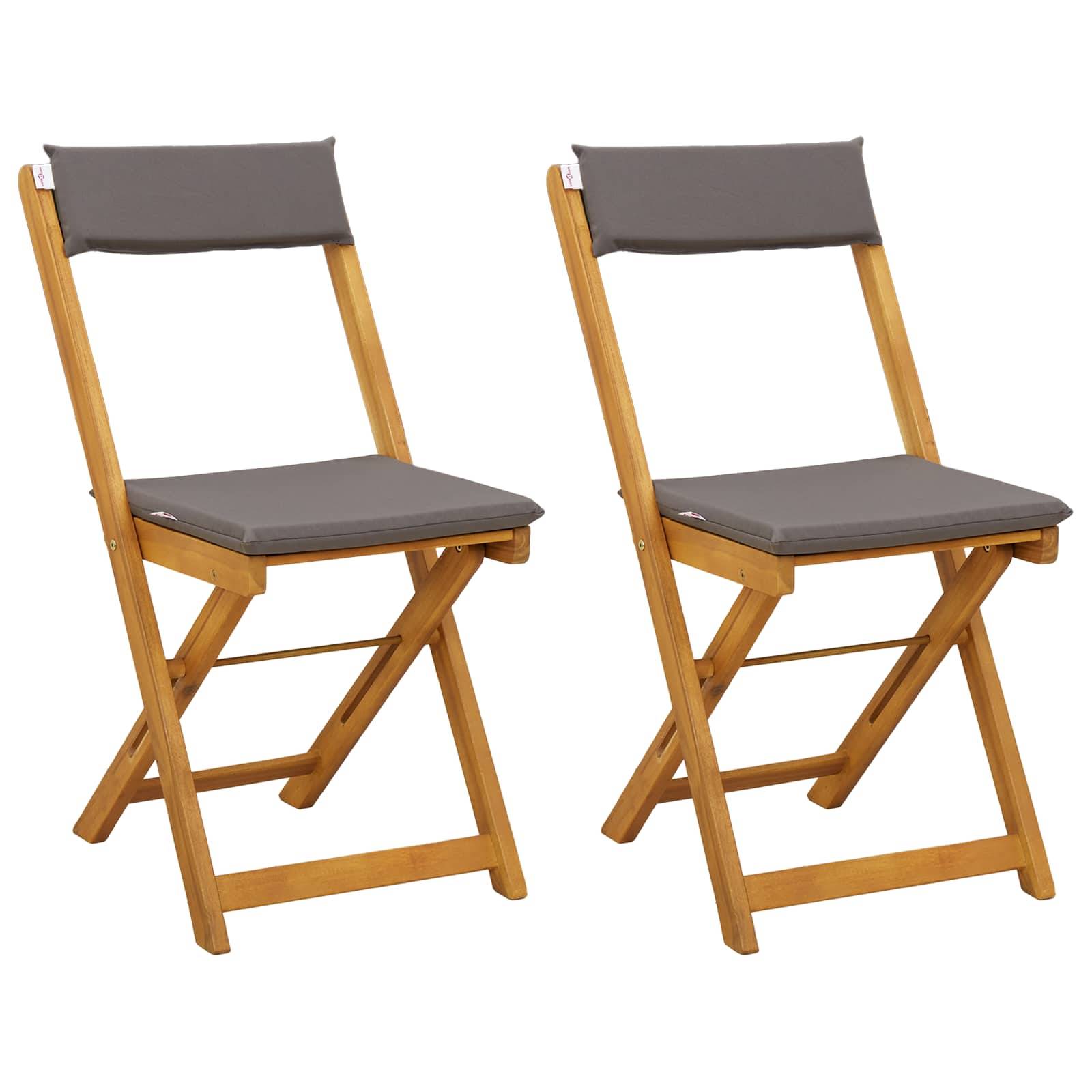 vidaXL Außen Bistro-Stühle mit Kissen 2 pcs Dunkelgrau 40 x 53 x 80 cm