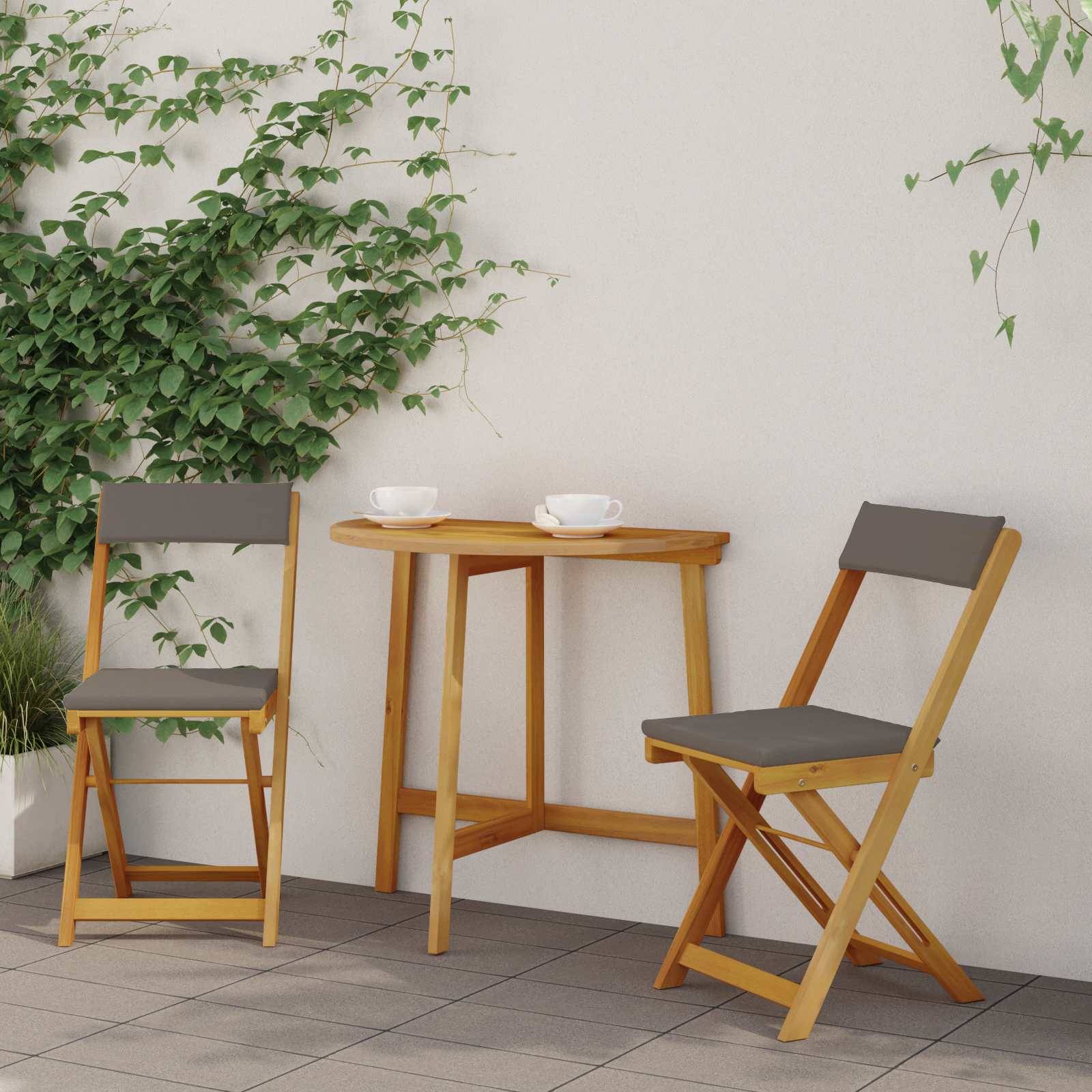 vidaXL Außen Bistro-Stühle mit Kissen 2 pcs Dunkelgrau 40 x 53 x 80 cm