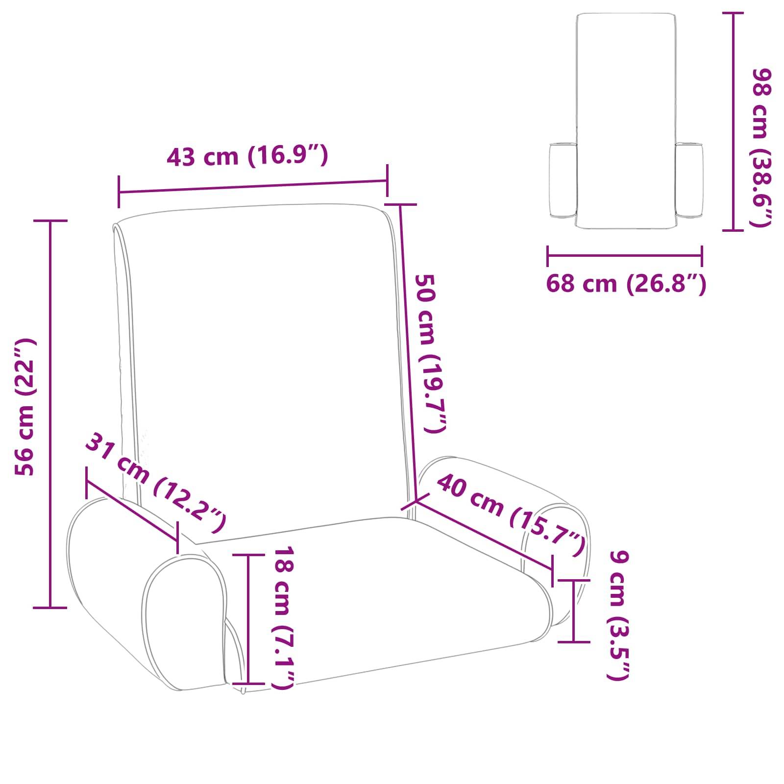 vidaXL Bodenstuhl Khaki 68 x 51 x 56 cm Grobvelours