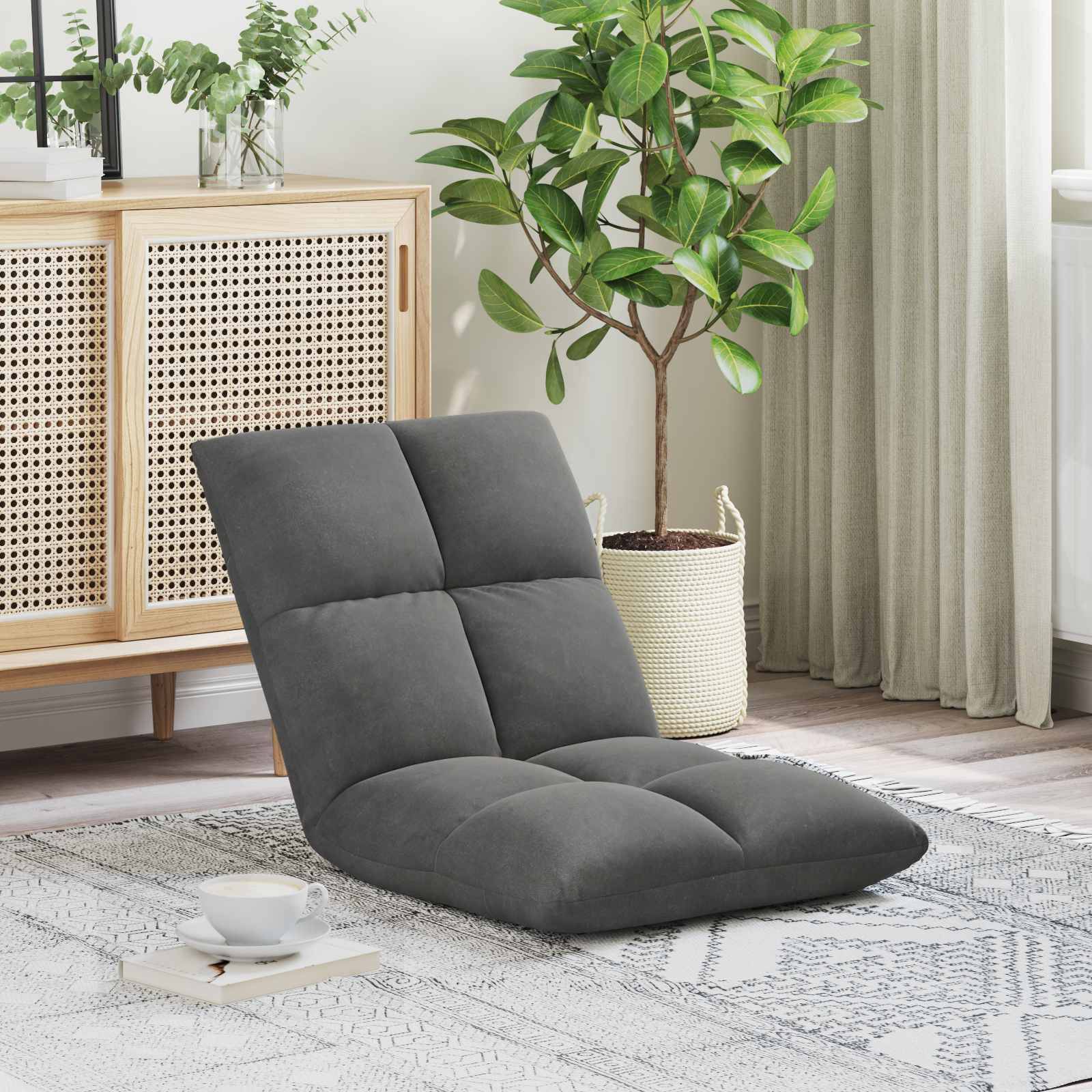 vidaXL Bodenstuhl Dunkelgrau 50 x 61 x 57 cm Samt