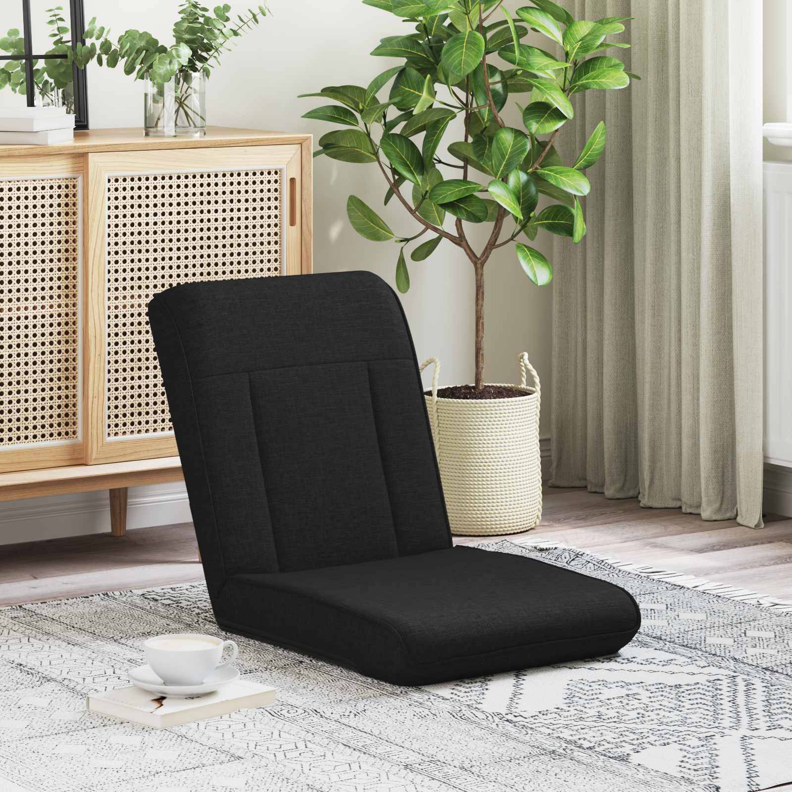 vidaXL Bodenstuhl Schwarz 50 x 73 x 60 cm Stoff