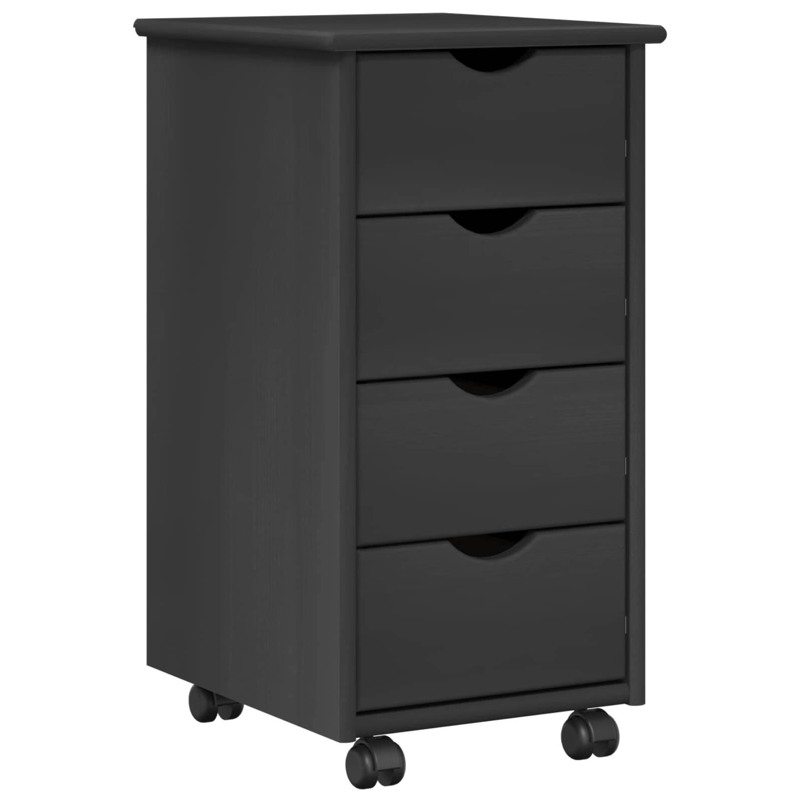 vidaXL Rollschrank Mit Rad Grau 34 x 39 x 65,5 cm Massivholz Kiefer