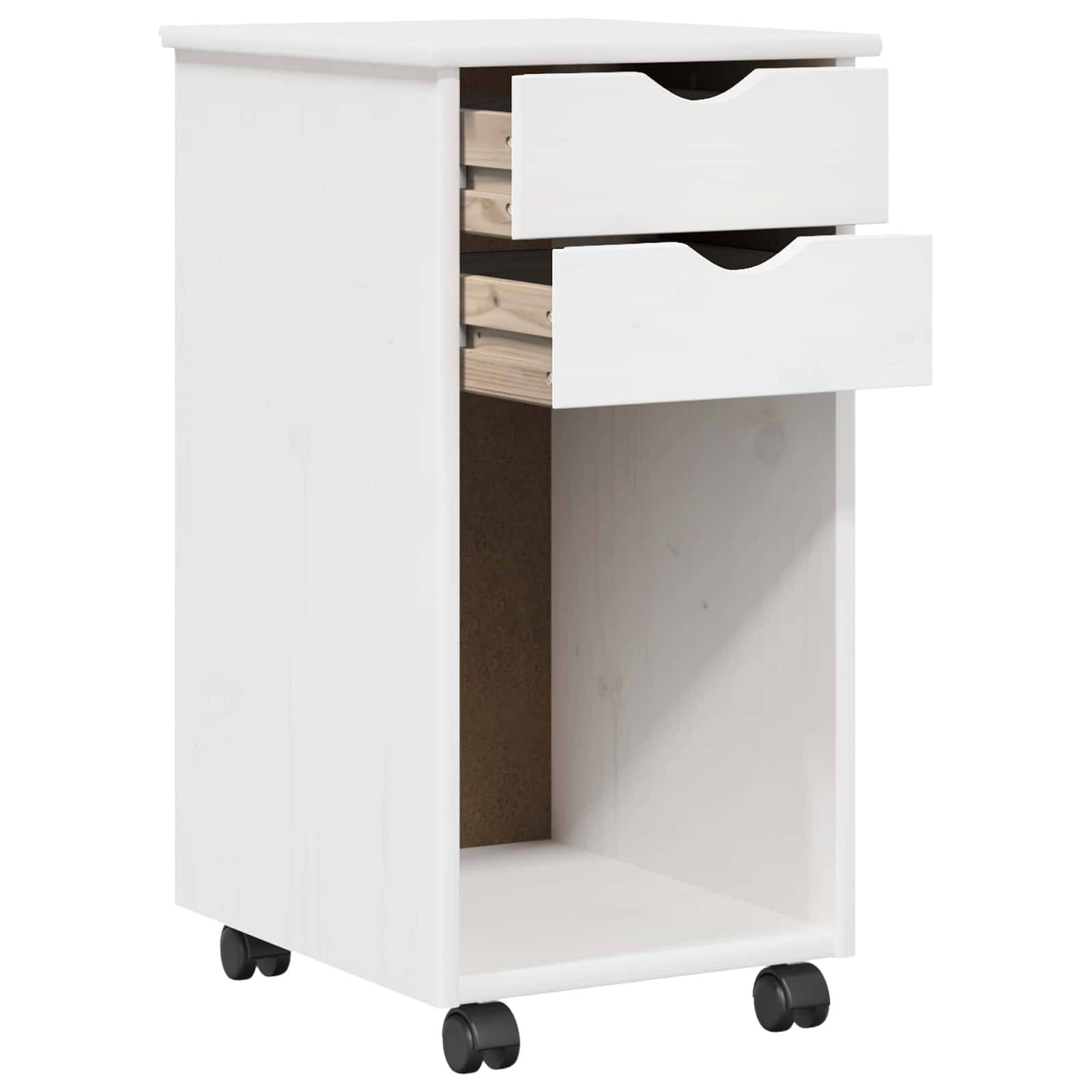 vidaXL Rollschrank Mit Rad Weiß 34 x 39 x 65,5 cm Massives Kiefernholz