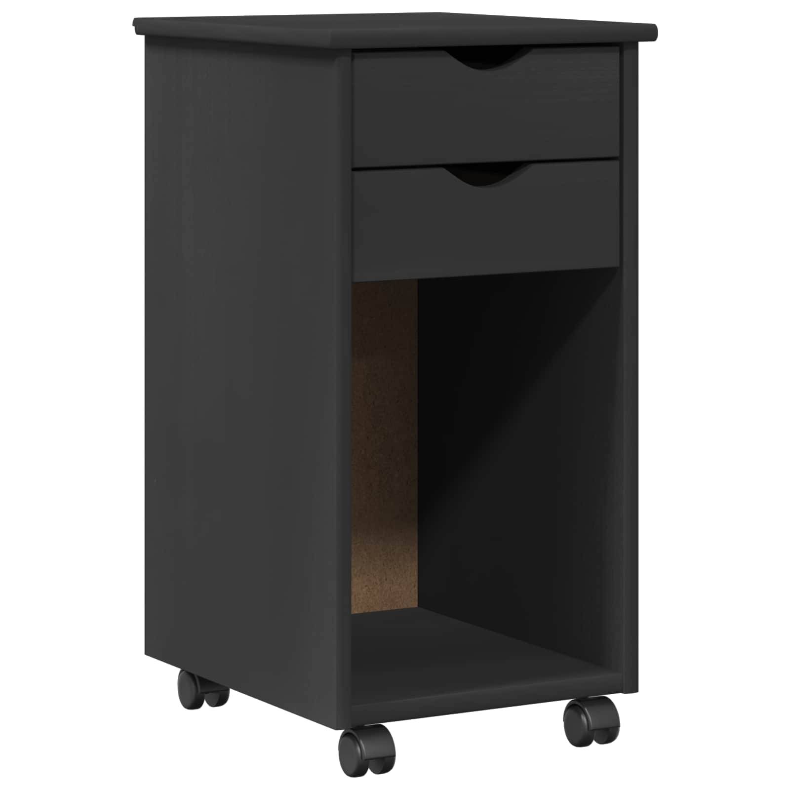 vidaXL Rollschrank Mit Rad Grau 34 x 39 x 65,5 cm Massives Kiefernholz