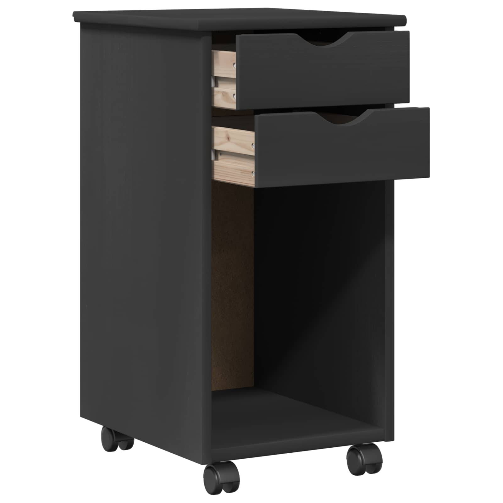 vidaXL Rollschrank Mit Rad Grau 34 x 39 x 65,5 cm Massives Kiefernholz