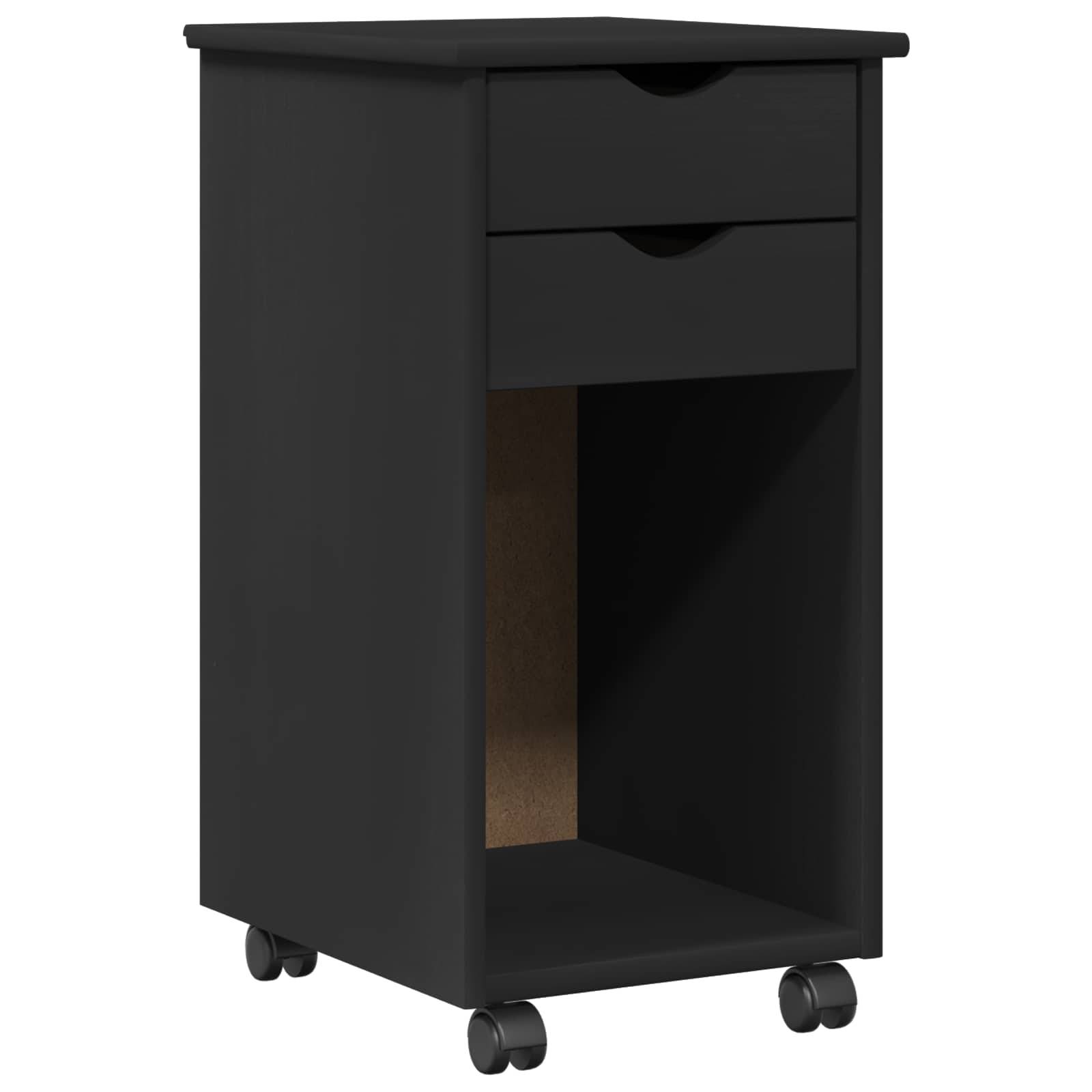 vidaXL Rollschrank Schwarz 34 x 39 x 65,5 cm Massives Kiefernholz