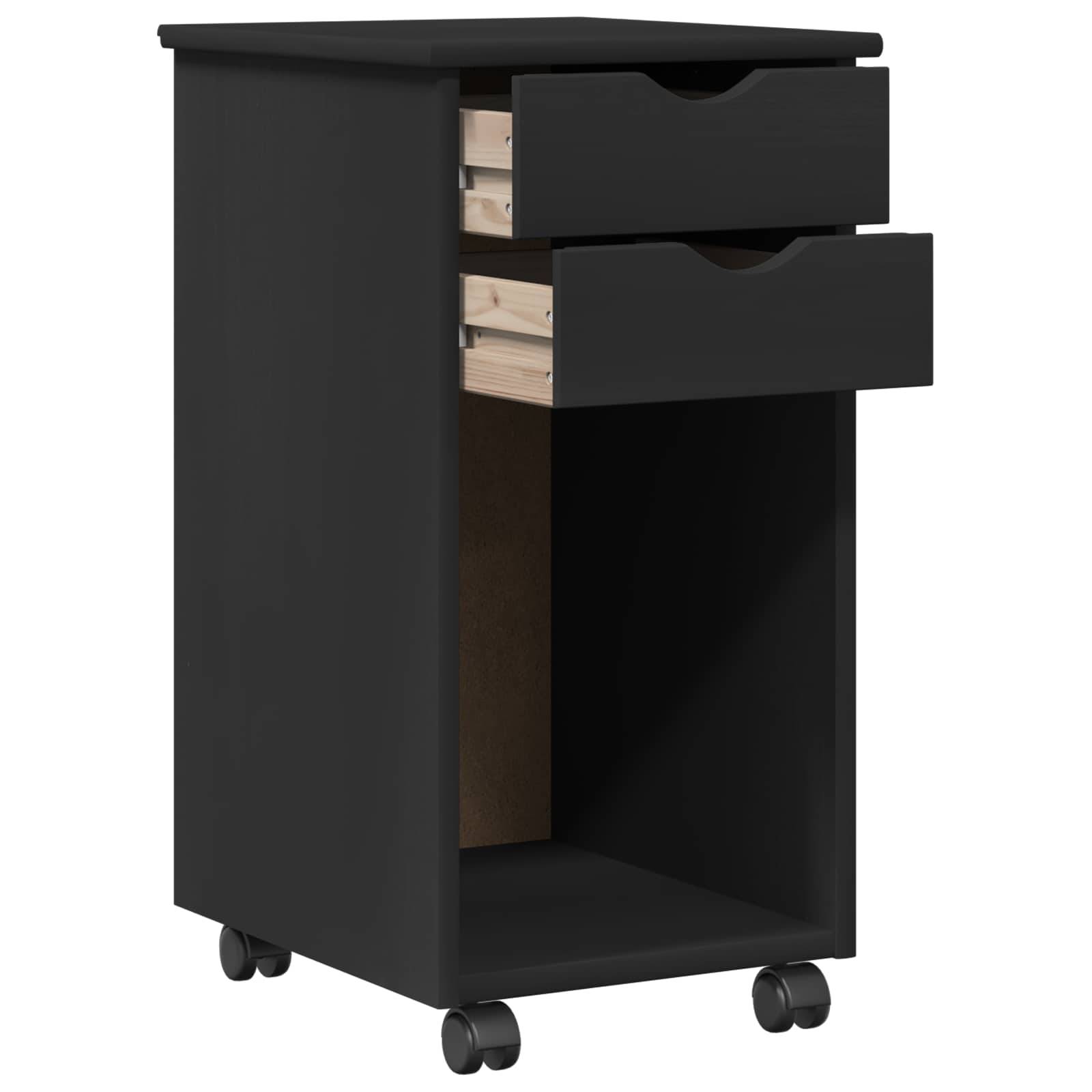 vidaXL Rollschrank Schwarz 34 x 39 x 65,5 cm Massives Kiefernholz