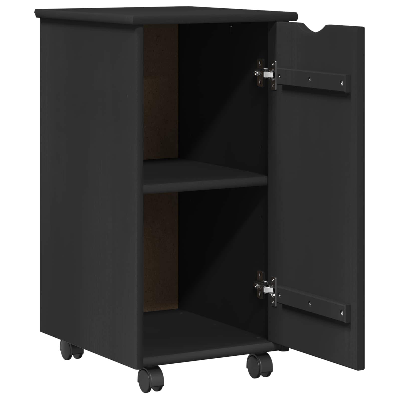 vidaXL Rollschrank Mit Rad Schwarz 34 x 39 x 65,5 cm Massivholz Kiefer