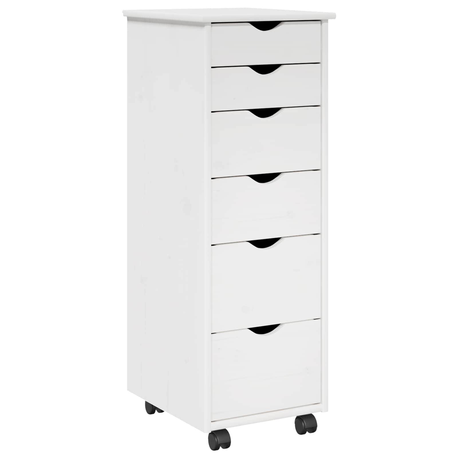 vidaXL Rollschrank Mit Rad Weiß 34 x 39 x 93,5 cm Massivholz Kiefer