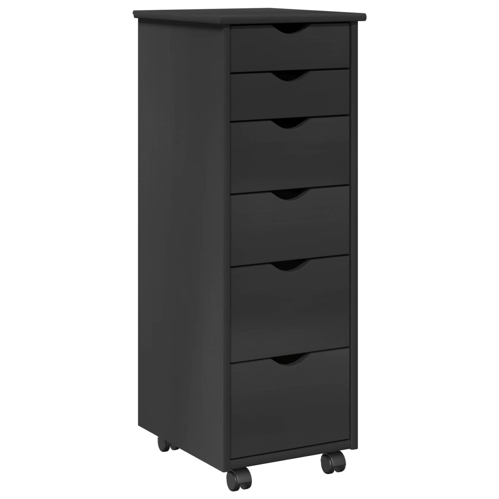vidaXL Rollschrank Mit Rad Grau 34 x 39 x 93,5 cm Massivholz Kiefer