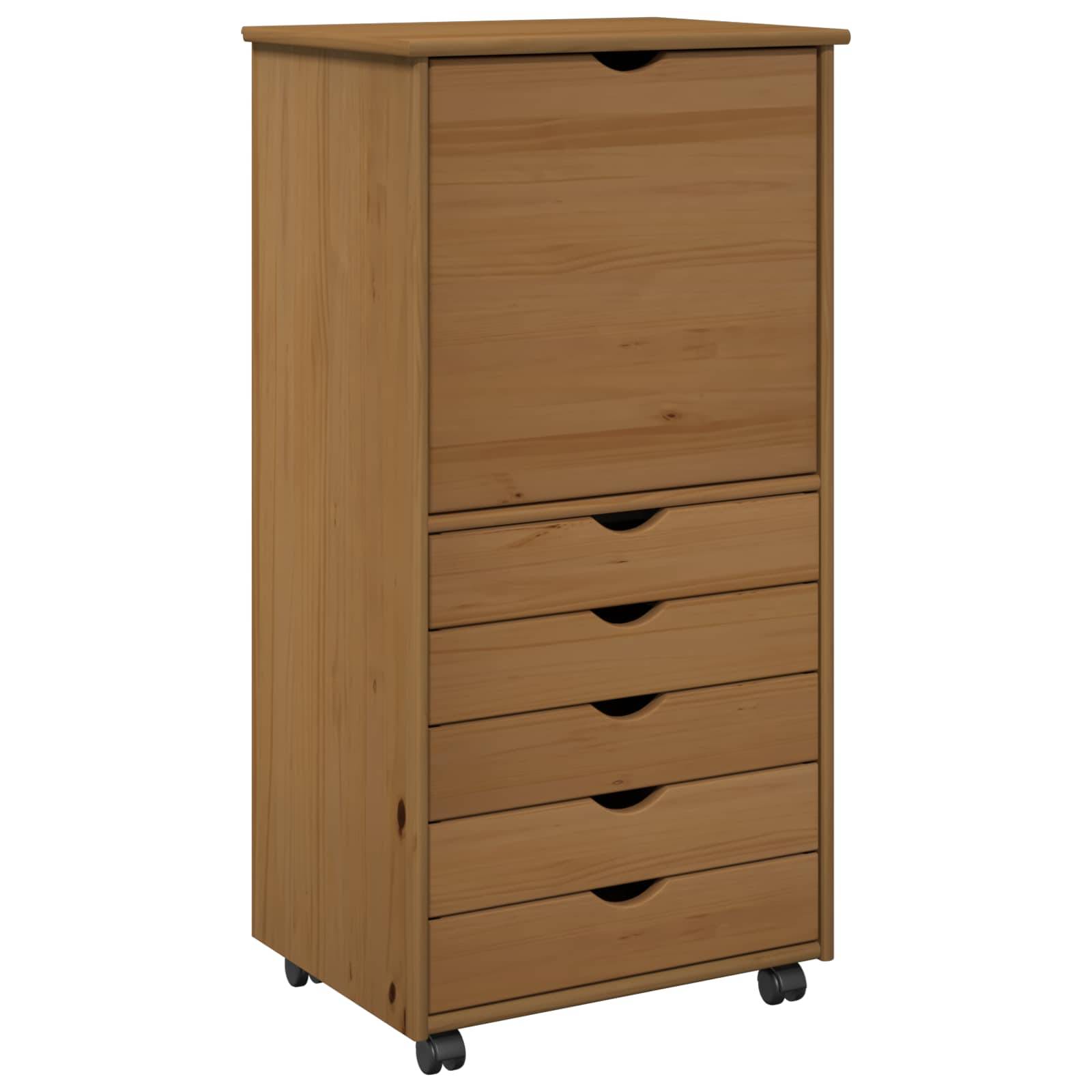 vidaXL Rollschrank Honigbraun 53 x 39 x 103 cm Massivholz Kiefer