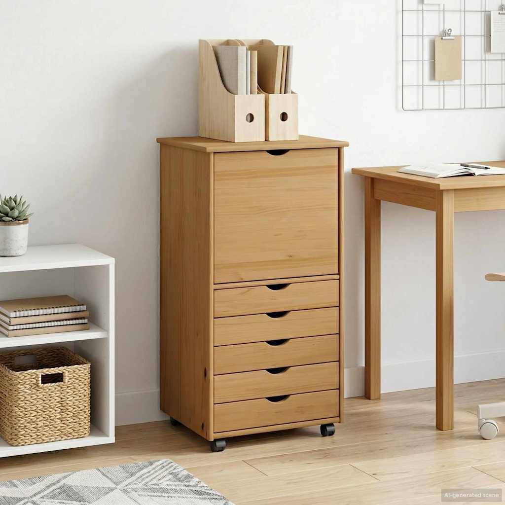 vidaXL Rollschrank Honigbraun 53 x 39 x 103 cm Massivholz Kiefer