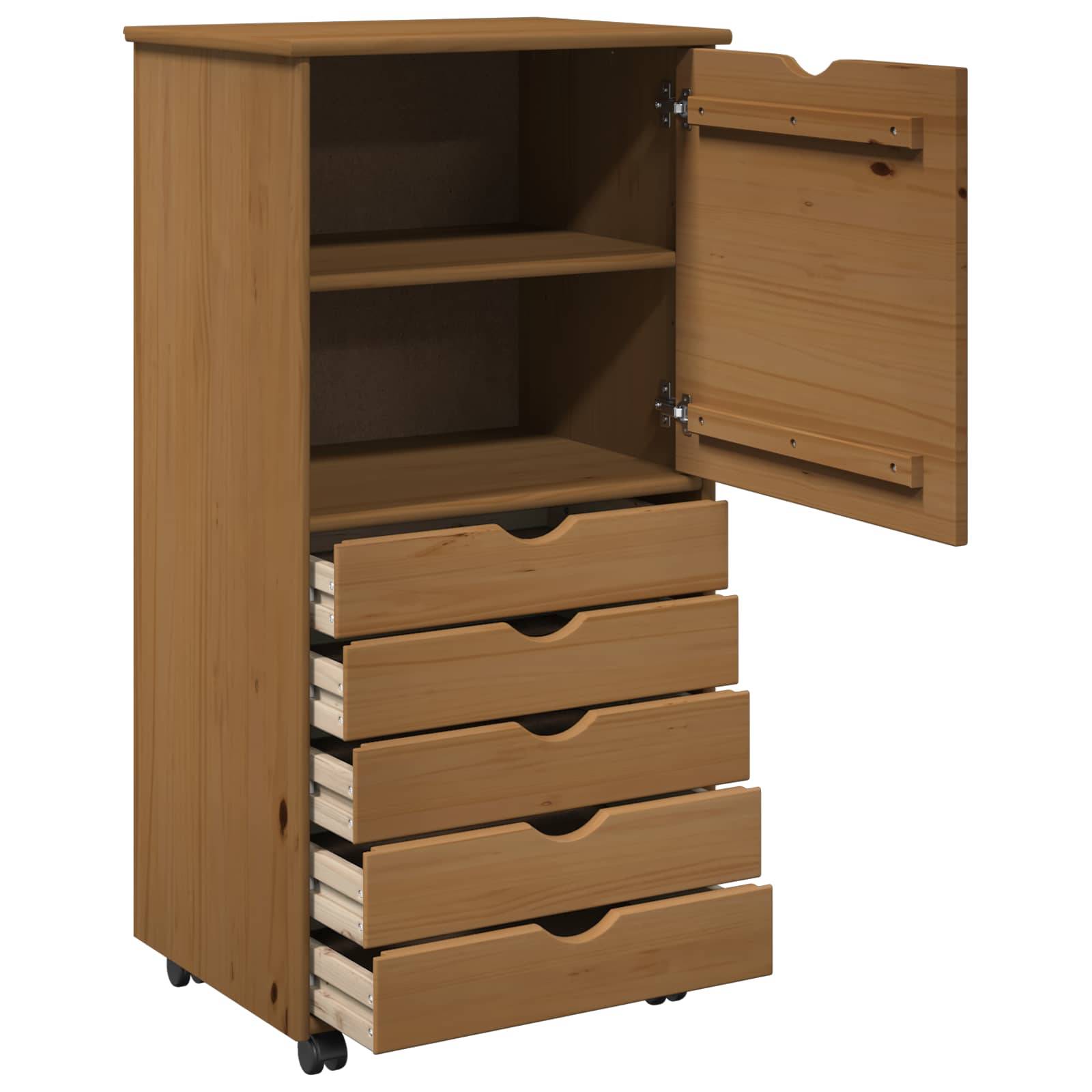 vidaXL Rollschrank Honigbraun 53 x 39 x 103 cm Massivholz Kiefer