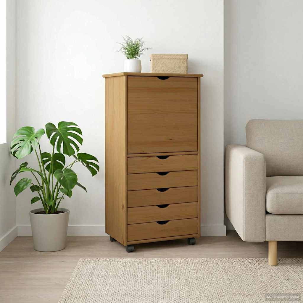 vidaXL Rollschrank Honigbraun 53 x 39 x 103 cm Massivholz Kiefer