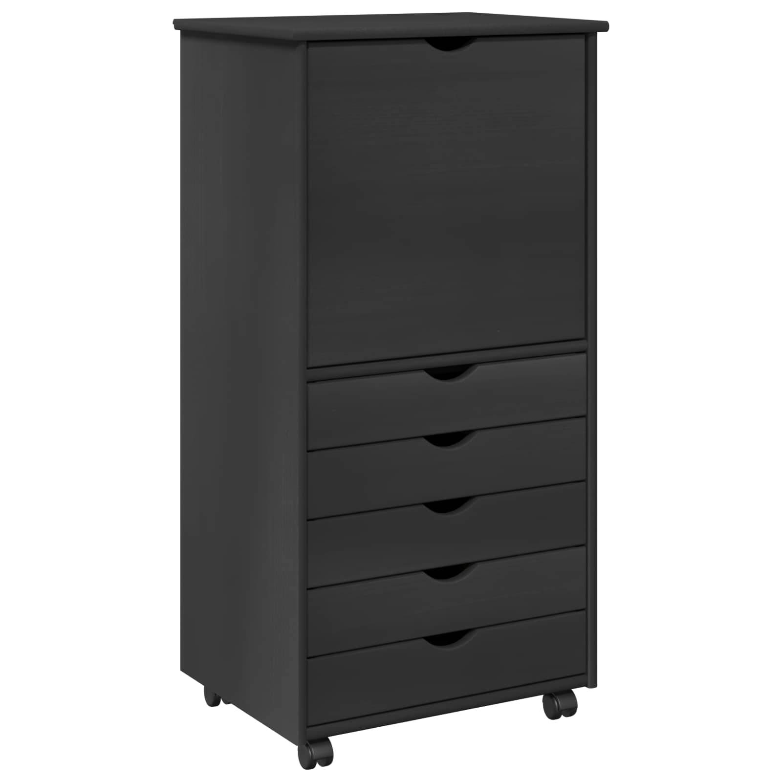 vidaXL Rollschrank Mit Rad Grau 53 x 39 x 103 cm Massivholz Kiefer