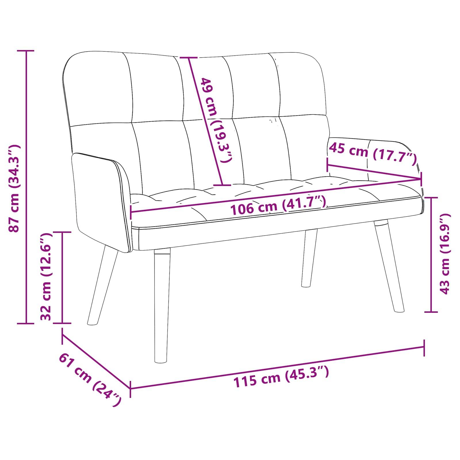 vidaXL Zweisitzer Sofa Dunkelgrau 115 x 61 x 87 cm Samt