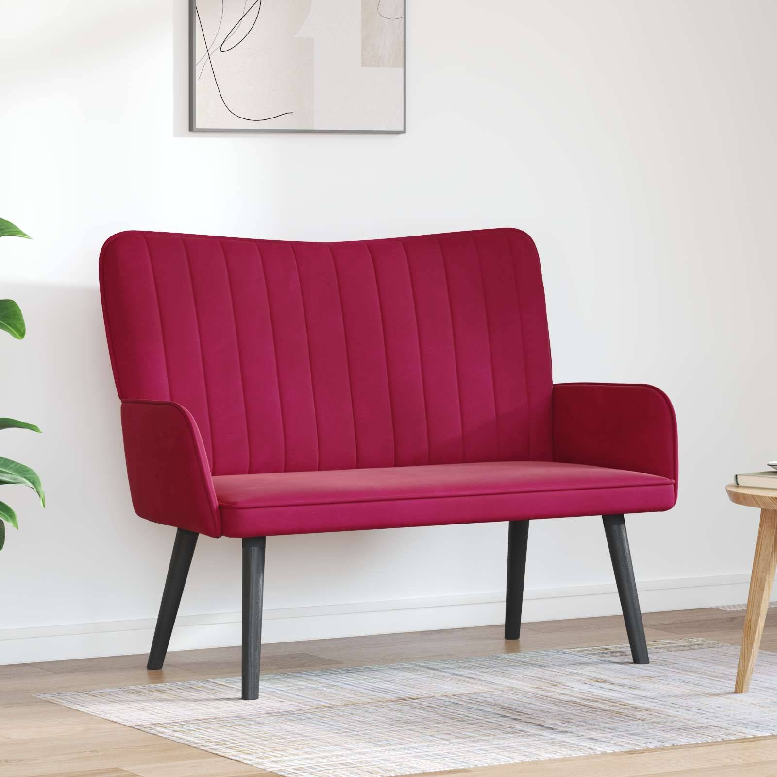 vidaXL Zweisitzer Sofa Weinrot 115 x 61 x 87 cm Samt