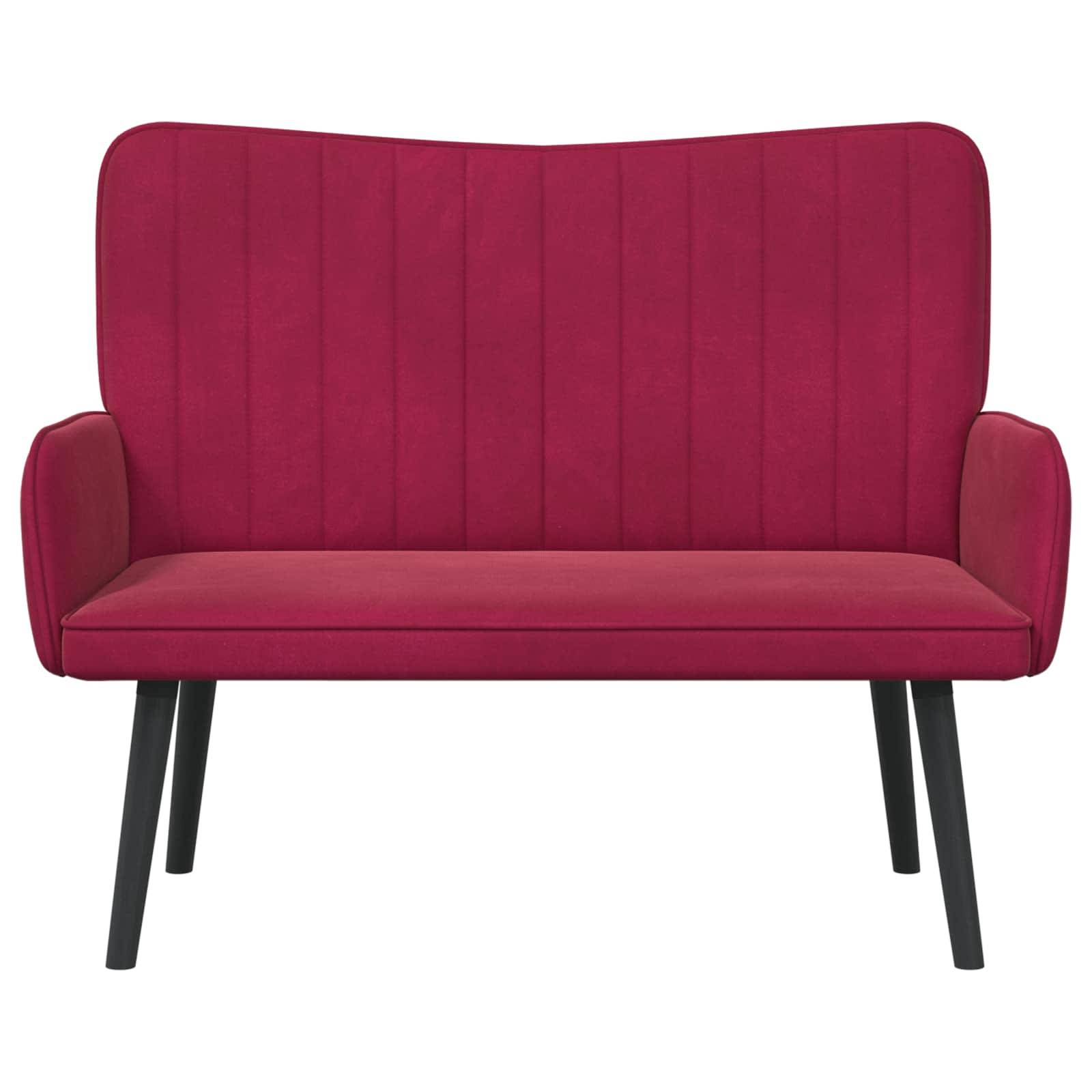 vidaXL Zweisitzer Sofa Weinrot 115 x 61 x 87 cm Samt