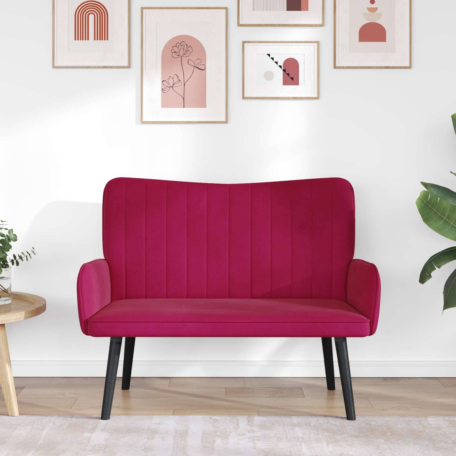 vidaXL Zweisitzer Sofa Weinrot 115 x 61 x 87 cm Samt