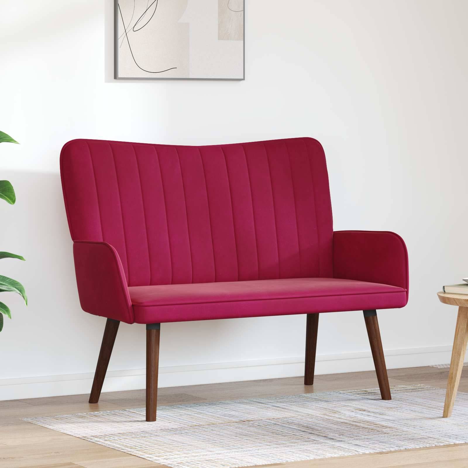 vidaXL Zweisitzer Sofa Weinrot 115 x 61 x 87 cm Samt
