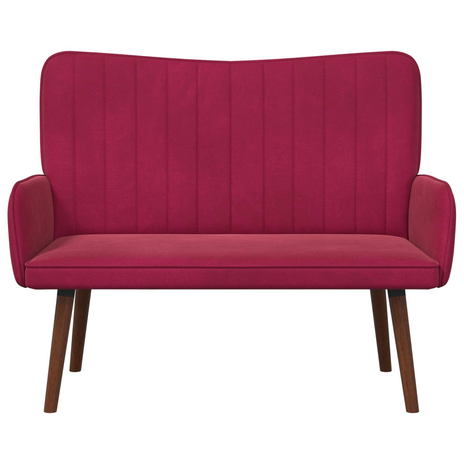 vidaXL Zweisitzer Sofa Weinrot 115 x 61 x 87 cm Samt