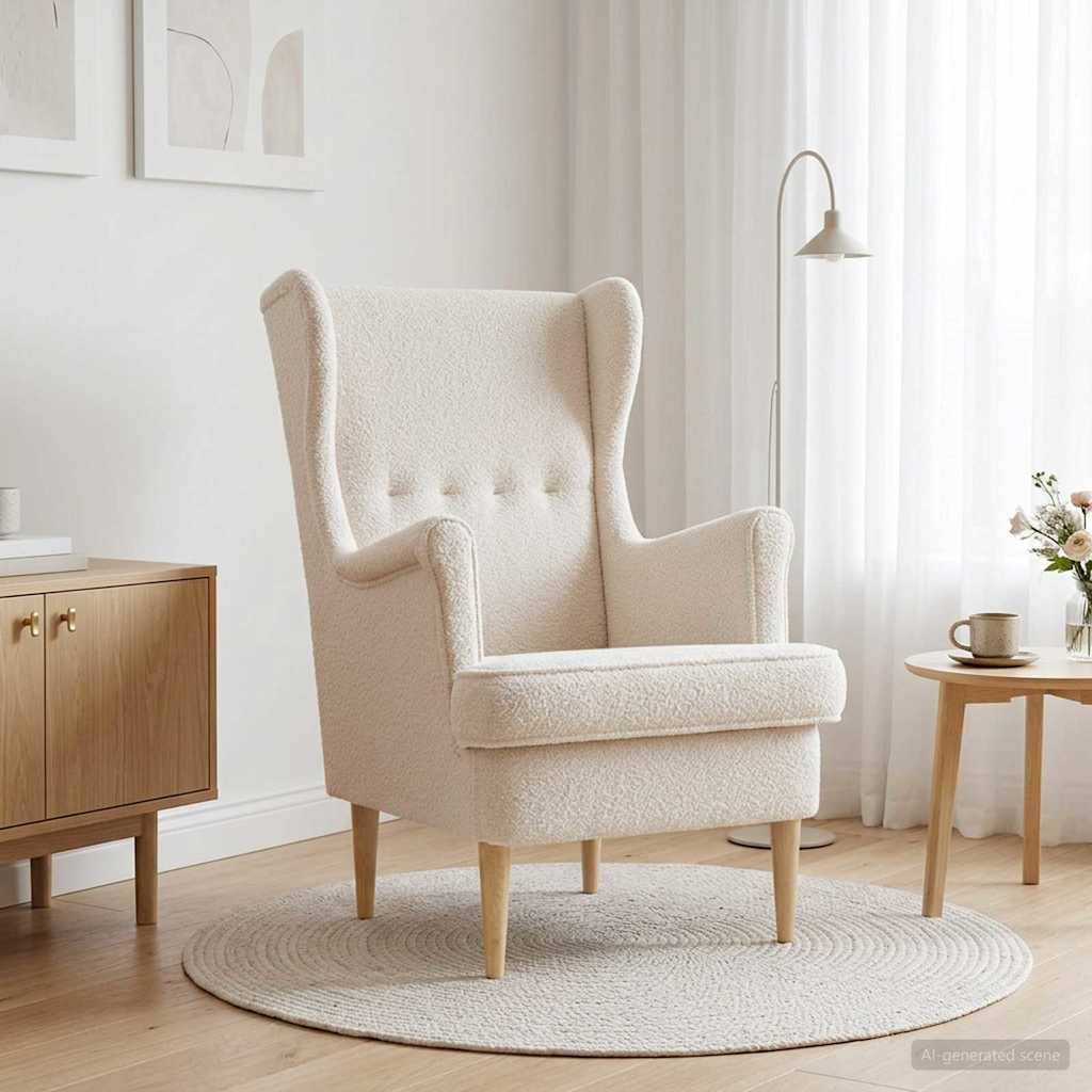 vidaXL Sessel Creme Bouclé