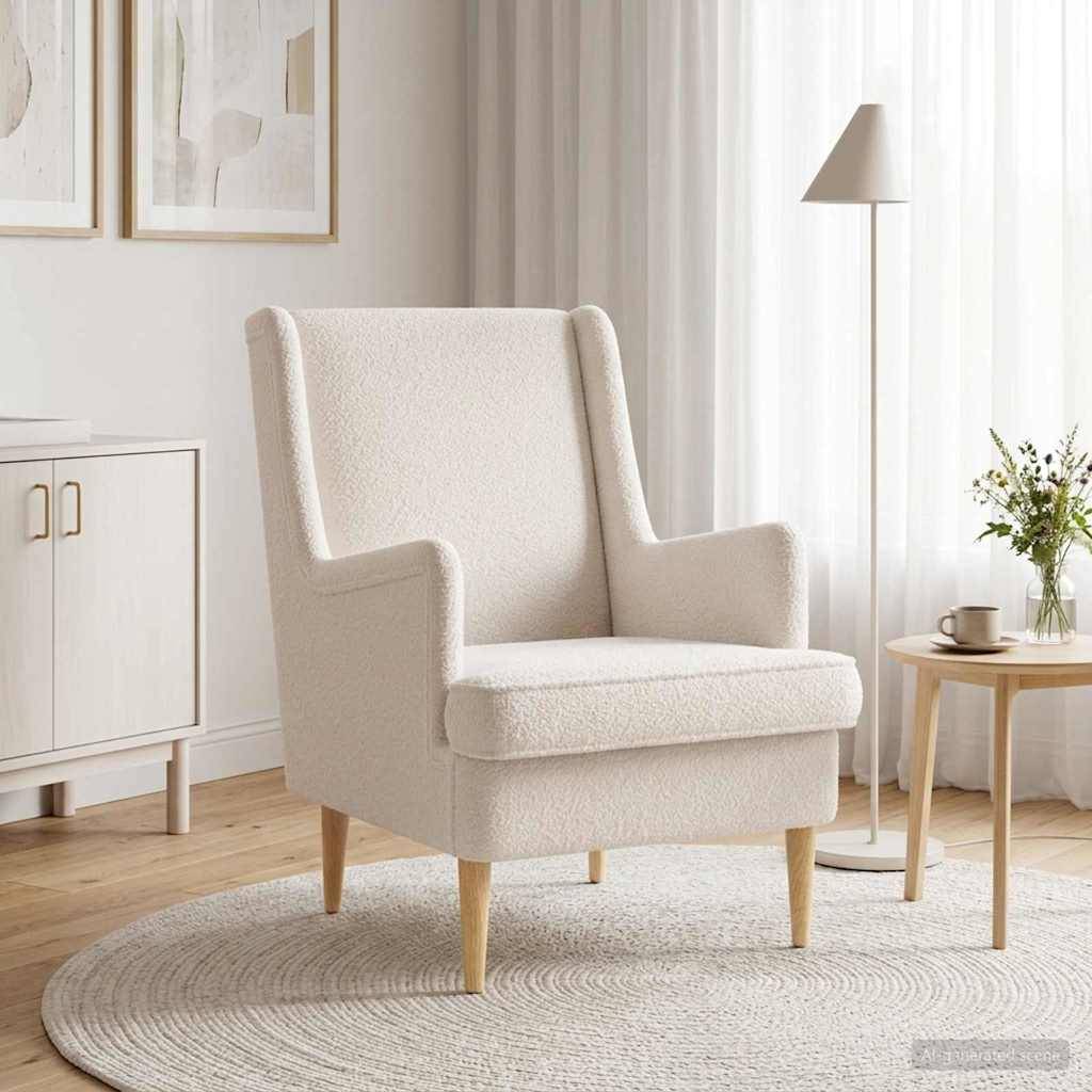vidaXL Sessel Creme Bouclé