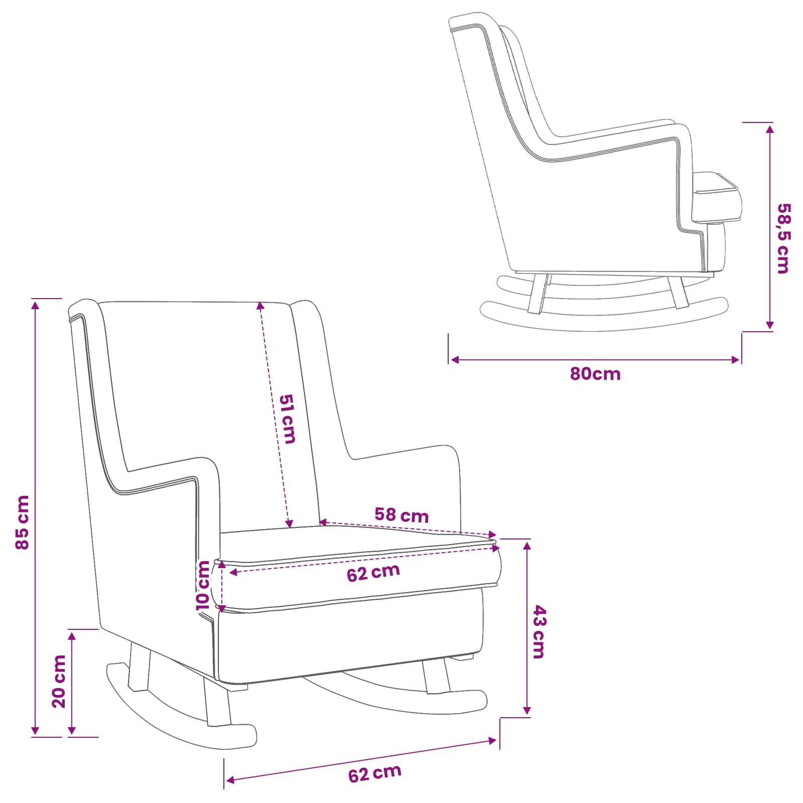 vidaXL Schaukelstuhl Hellgrau 62 x 80 x 85 cm Stoff
