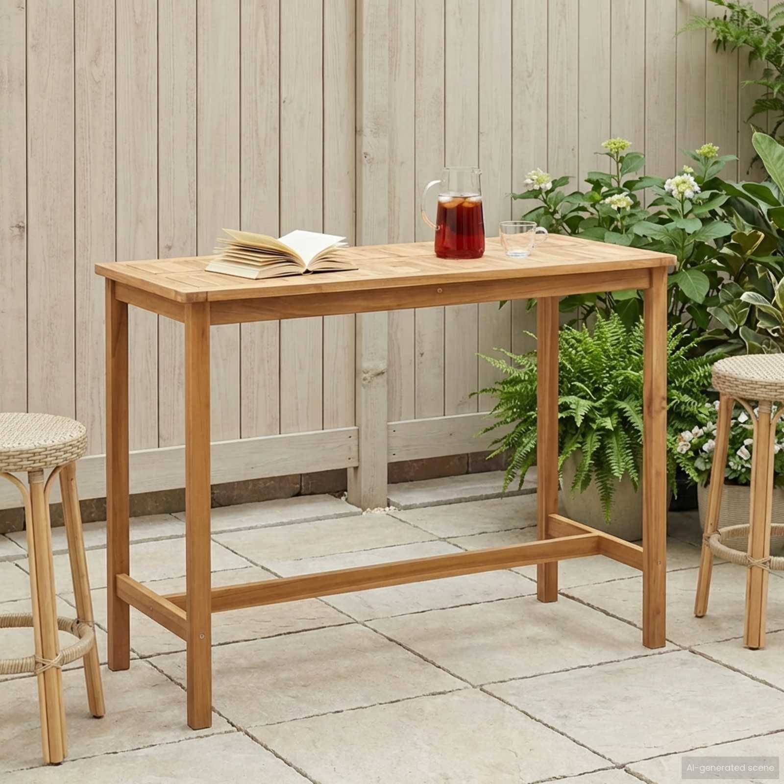 vidaXL Bartisch Natur 150 x 75 x 105 cm Massivholz Teak