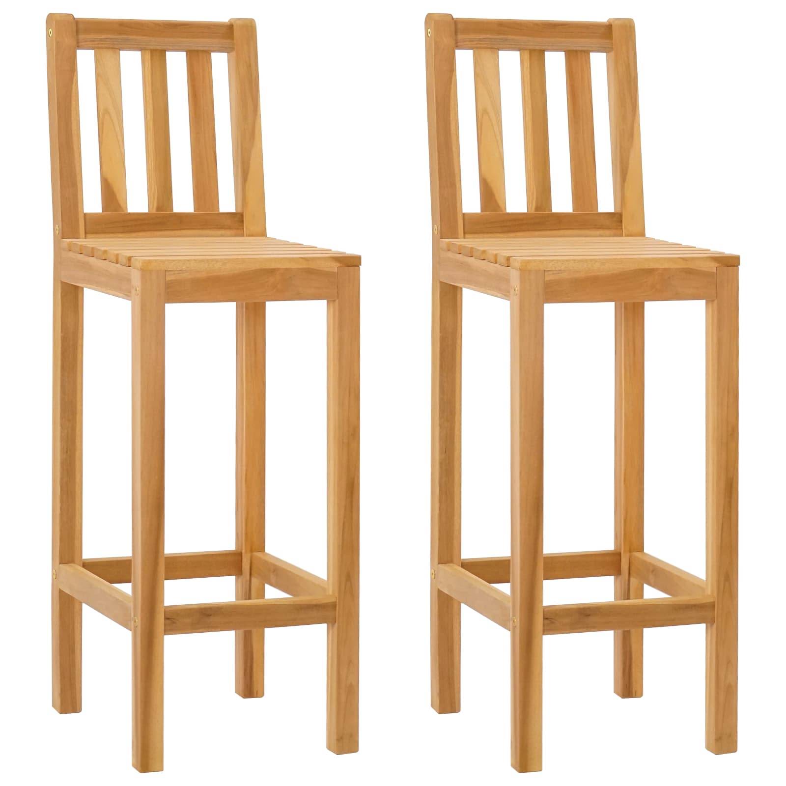 vidaXL Barstuhl 2 pcs Unbehandelt 35 x 45 x 110 cm Massivholz Teak