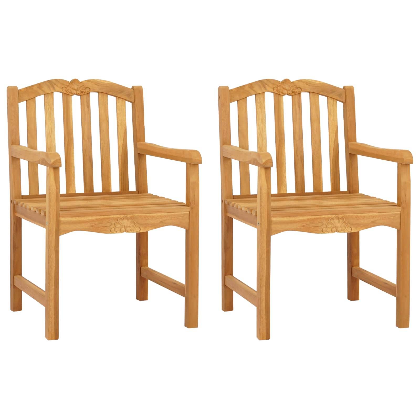 vidaXL Gartenstuhl 2 pcs Natur 58 x 60 x 93 cm Massivholz Teak