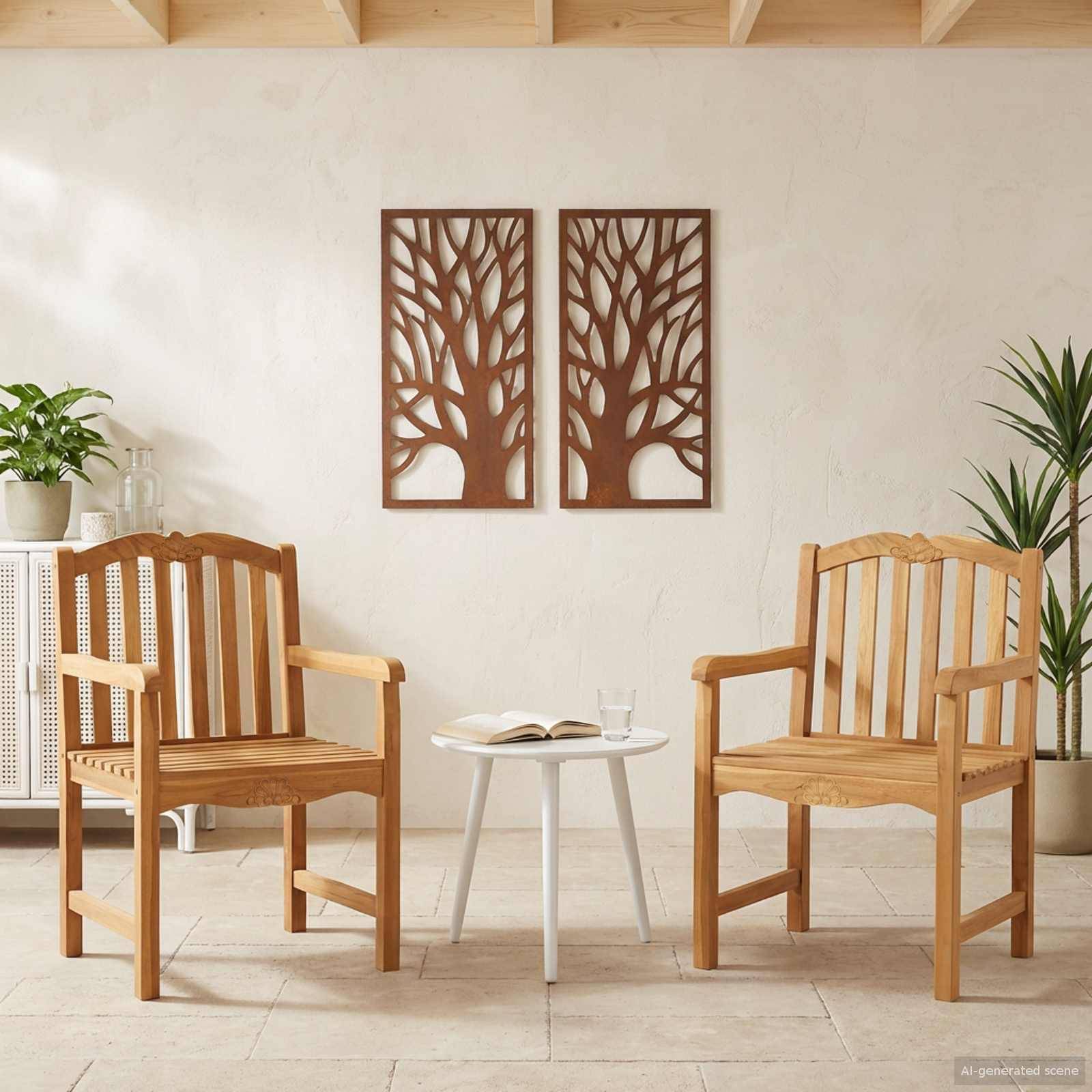 vidaXL Gartenstuhl 2 pcs Natur 58 x 60 x 93 cm Massivholz Teak